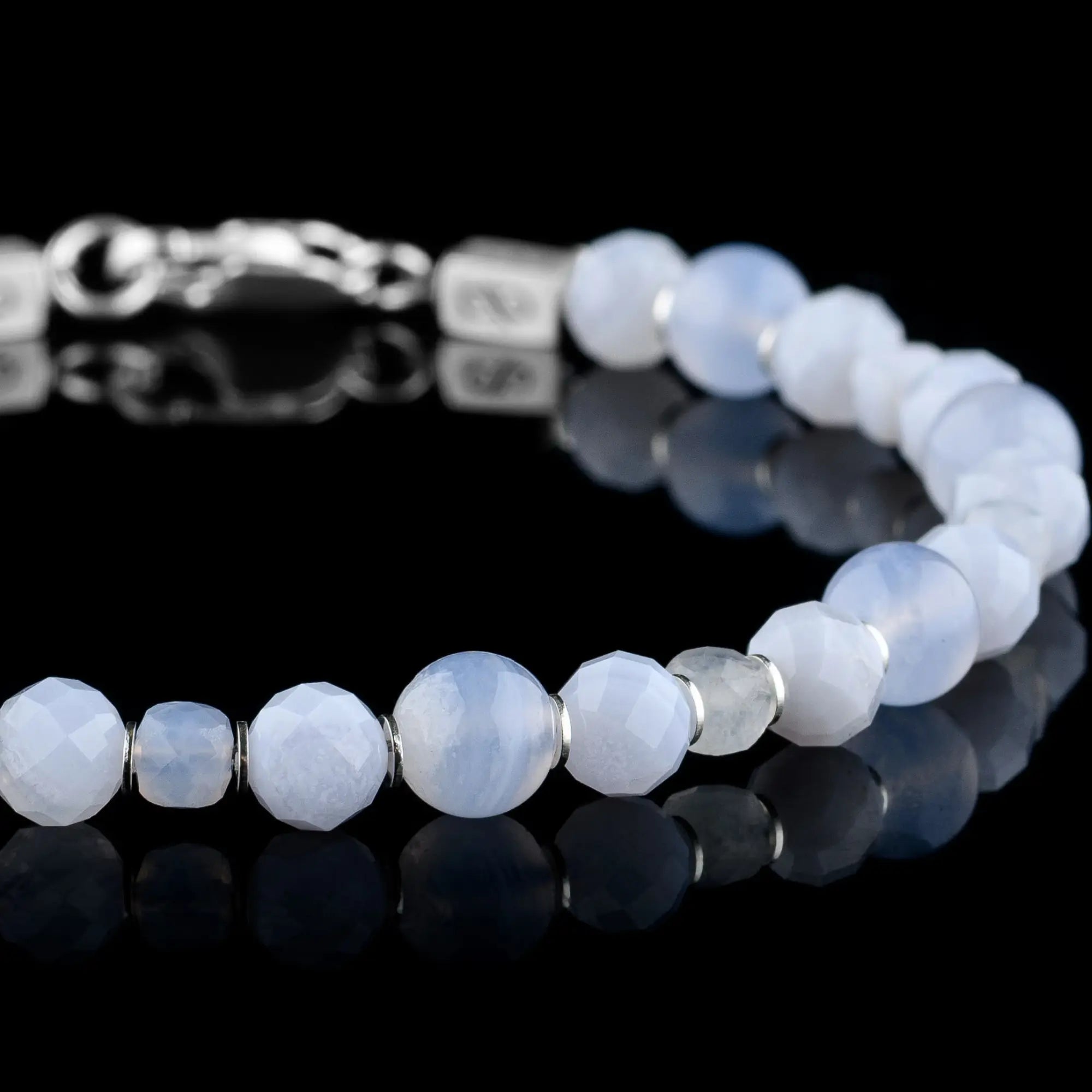 Blue Lace Agate- Chalcedony Bracelet I (4-6mm)