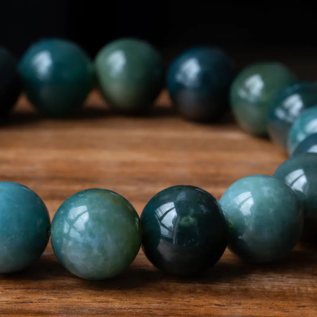 Classic Green Plants Agate Bracelet I (12mm)