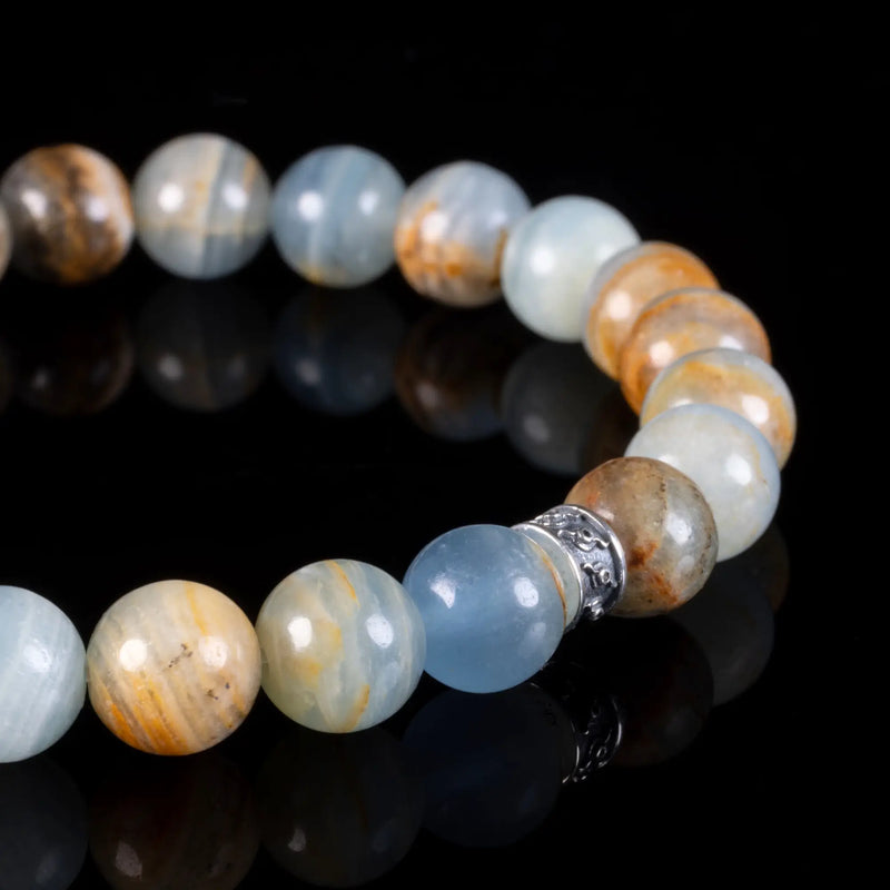 Lemurian Aquatine Calcite Bracelet II (8-9mm) - Primary Specimen