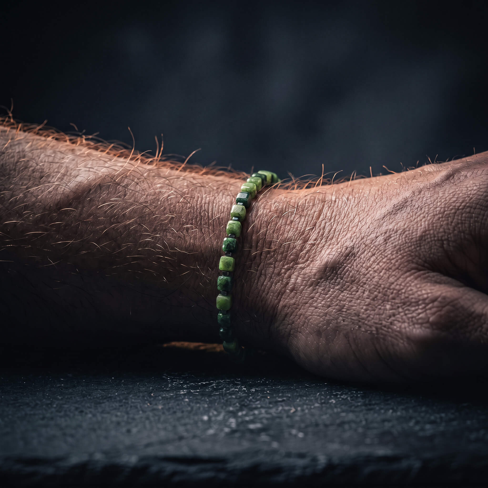 Nephrite Jade Cube Bracelet V (4mm)