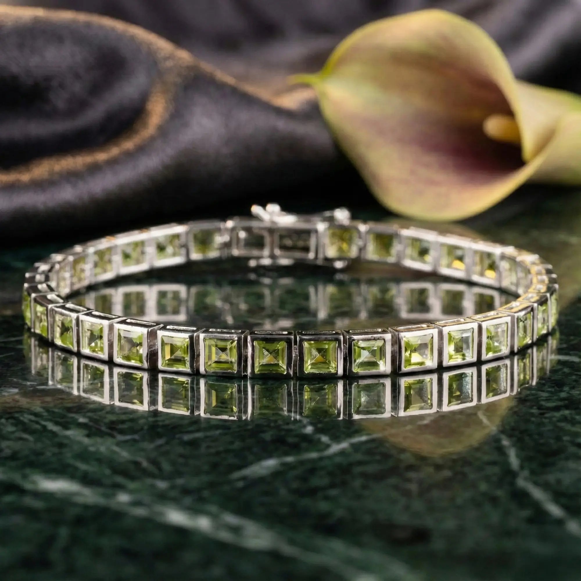 Peridot - Silver Tennis Bracelet II