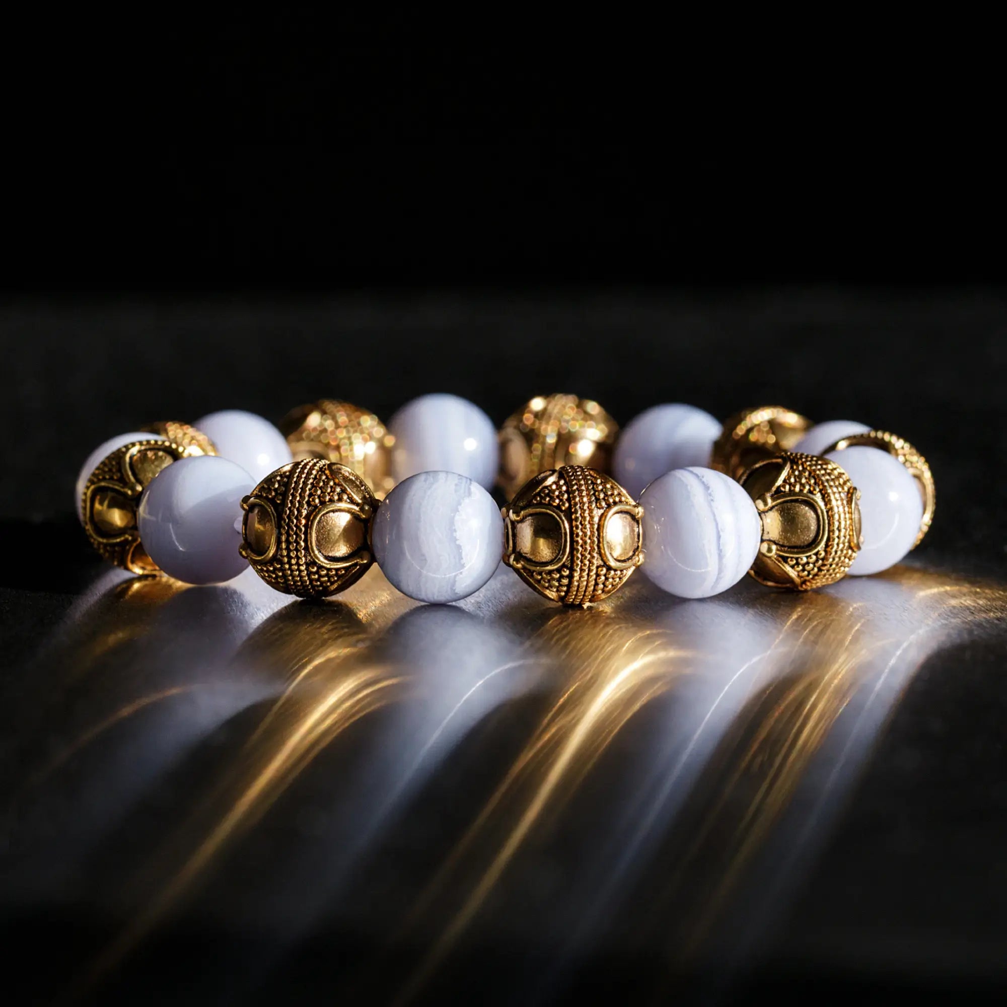 Blue Lace Agate Gold Vermeil Bracelet I (12mm)