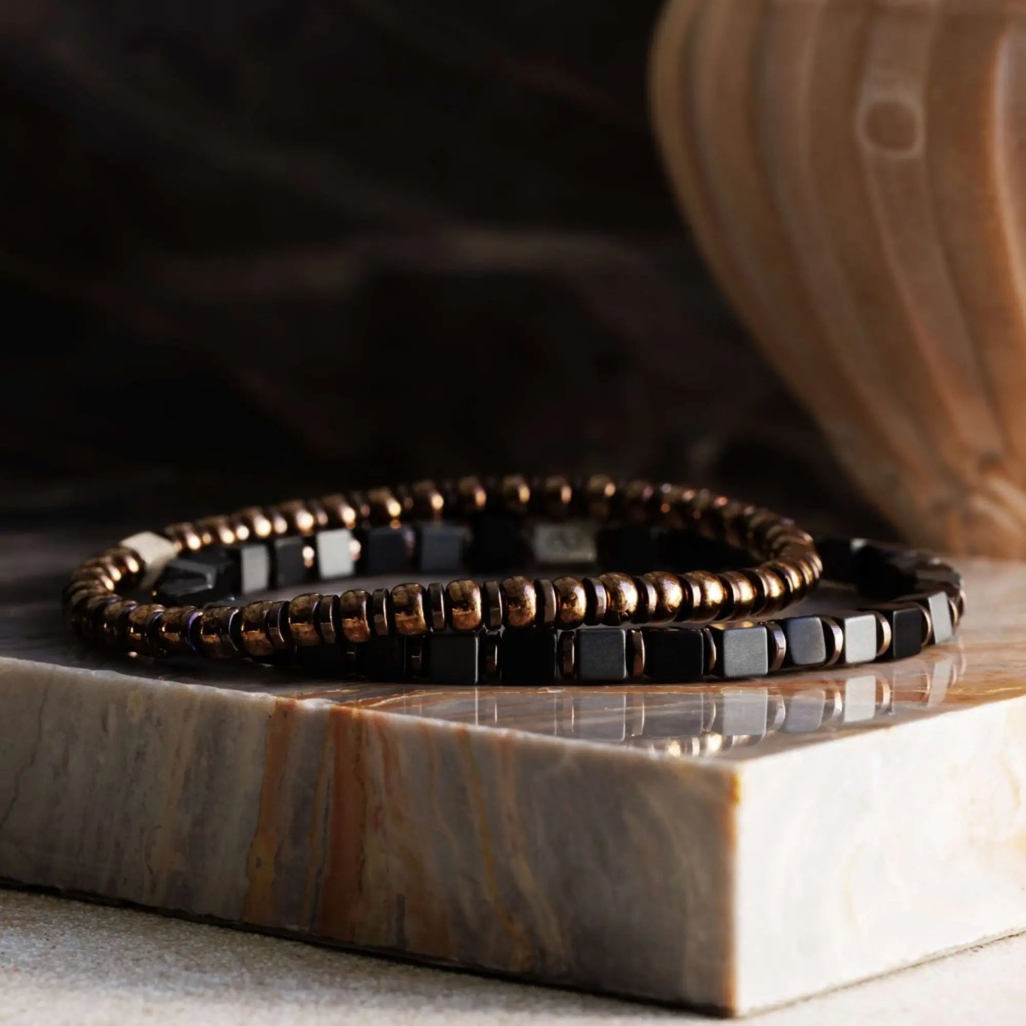 Black Onyx - Hematite Cube bracelet II (4mm)