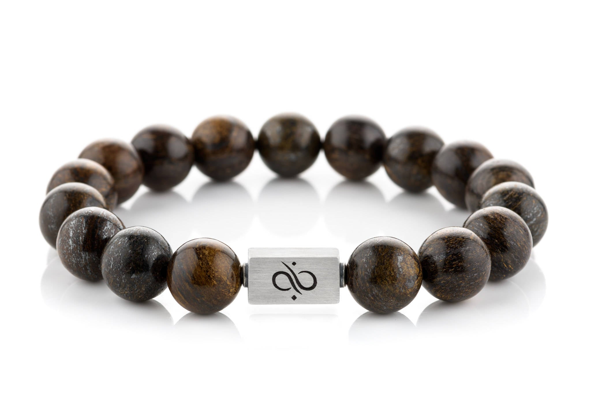 Classic Bronzite, 12mm, Silver bracelet (6837639479350)