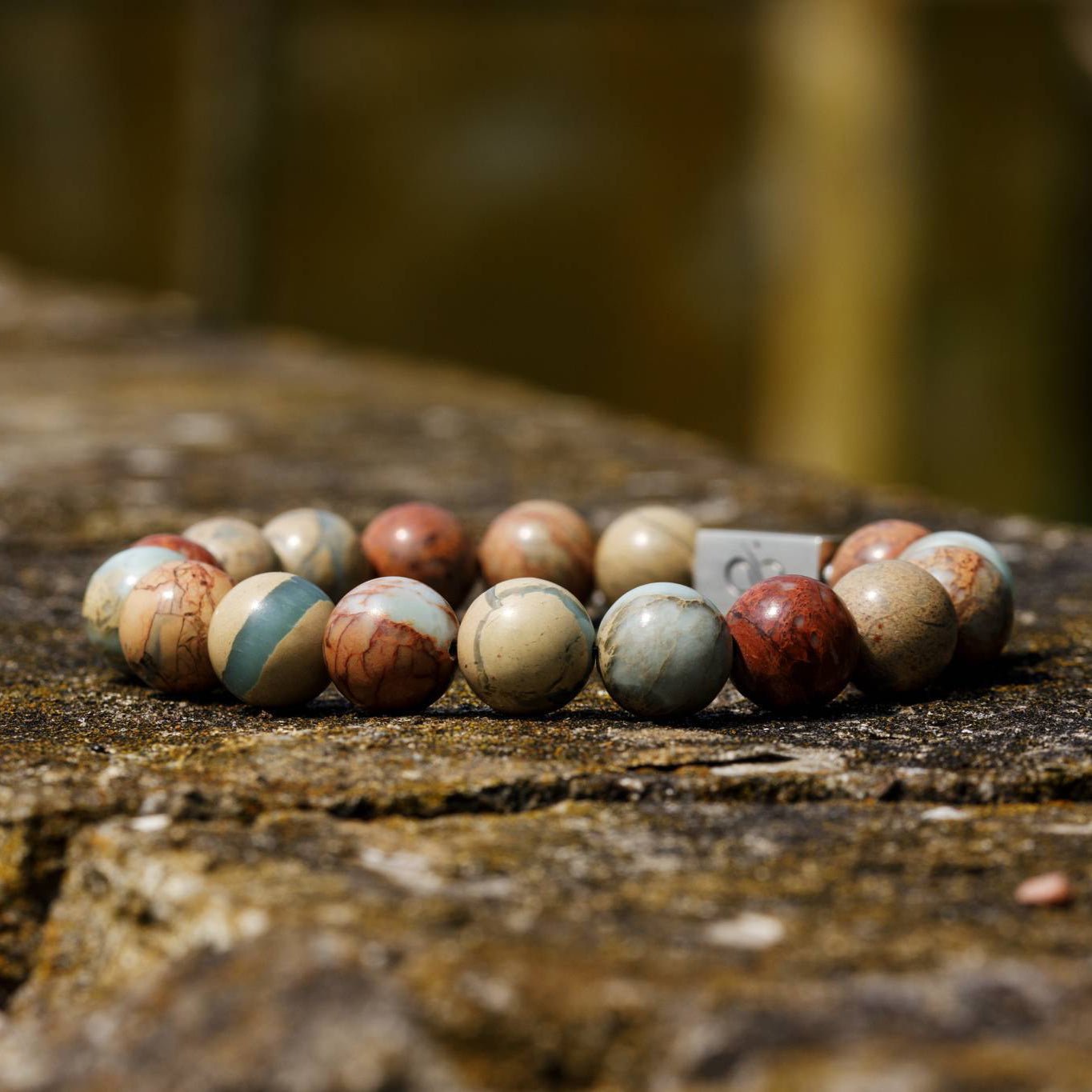 Classic Regalite Jasper, 12mm, Silver bracelet (6837634433078)