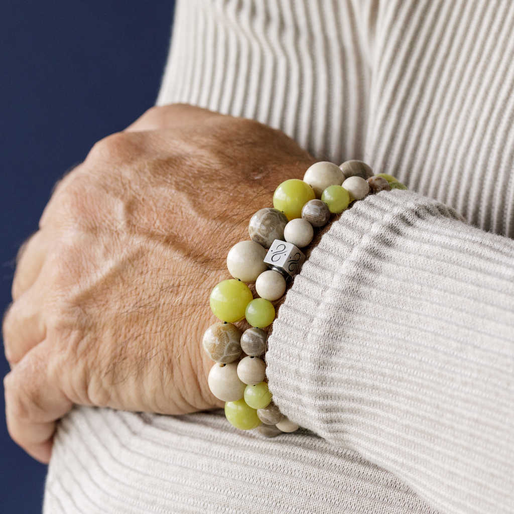 Classic Mixed Apricus, 8mm, Silver bracelet (1371769503803)
