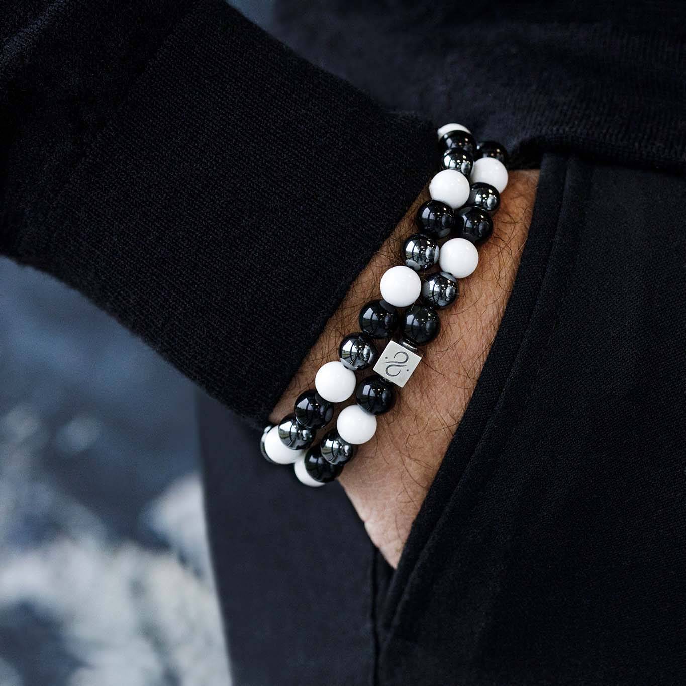 Classic Tridacna Mixed, 12mm, Silver bracelet (6837636792374)