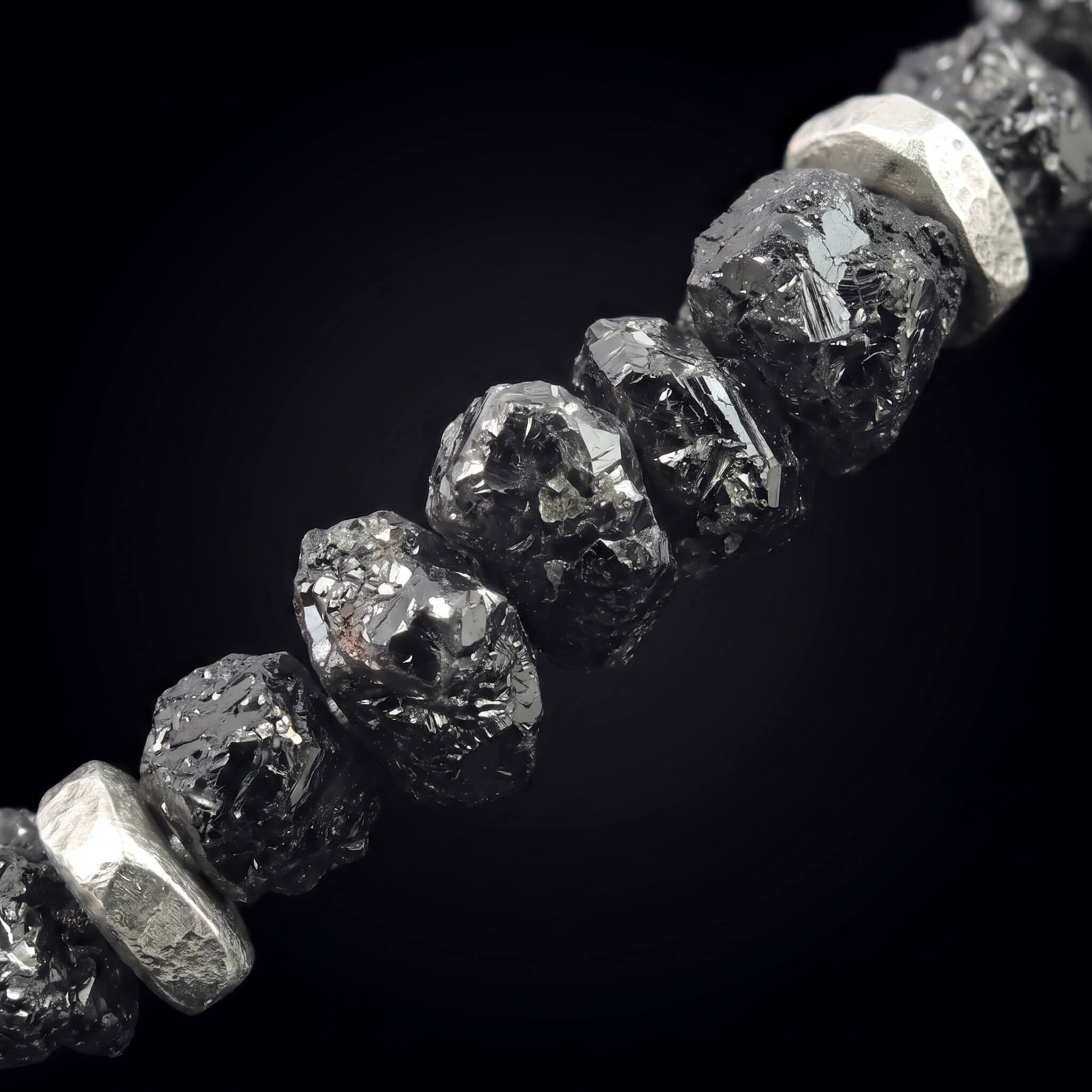 Raw Black Diamond Bracelet 35 carat (5-5.5mm)
