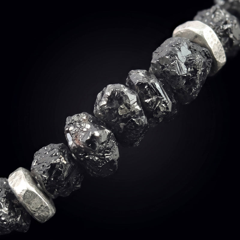Raw Black Diamond Bracelet 35 carat (5-5.5mm)