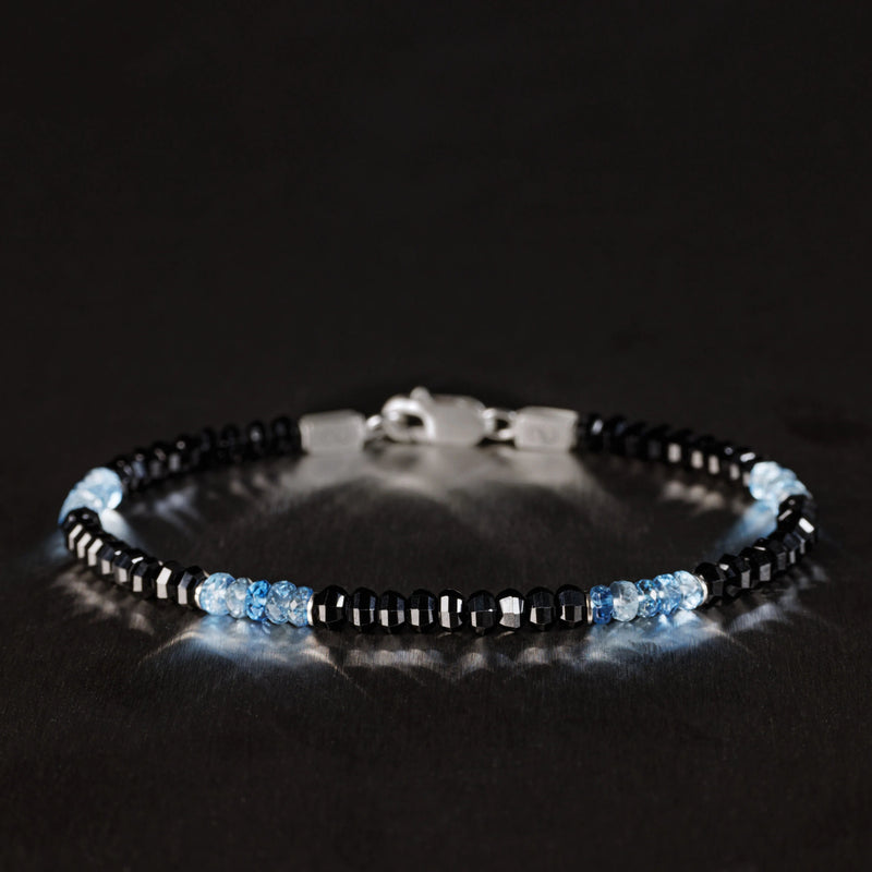 Aquamarine - Black Spinel Bracelet III (3-4mm)