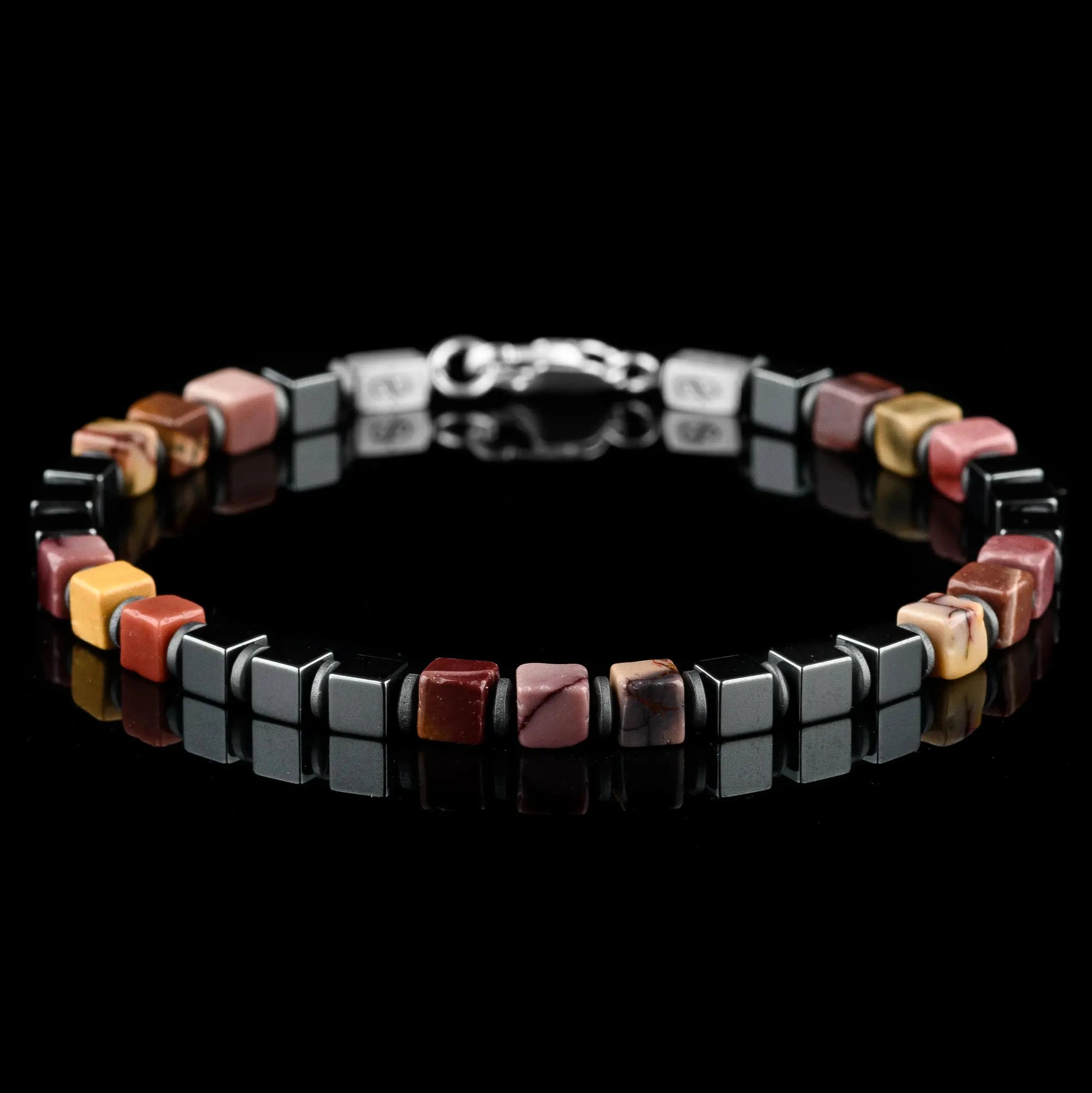 Willow Creek Jasper - Hematite Cube Bracelet I (4mm)