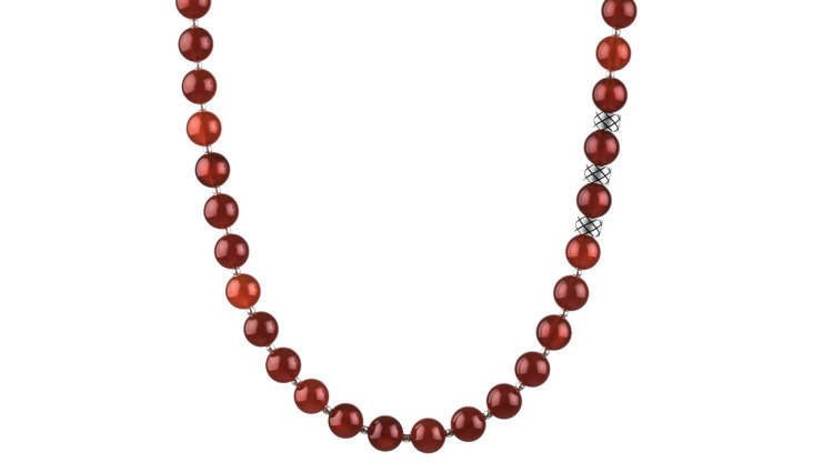 Prime Carnelian and Silver, 8mm, Silver necklace (4361416835126)