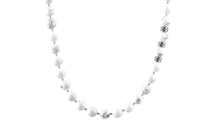 Prime Howlite and Silver, 8mm, Silver necklace (2107951710262)