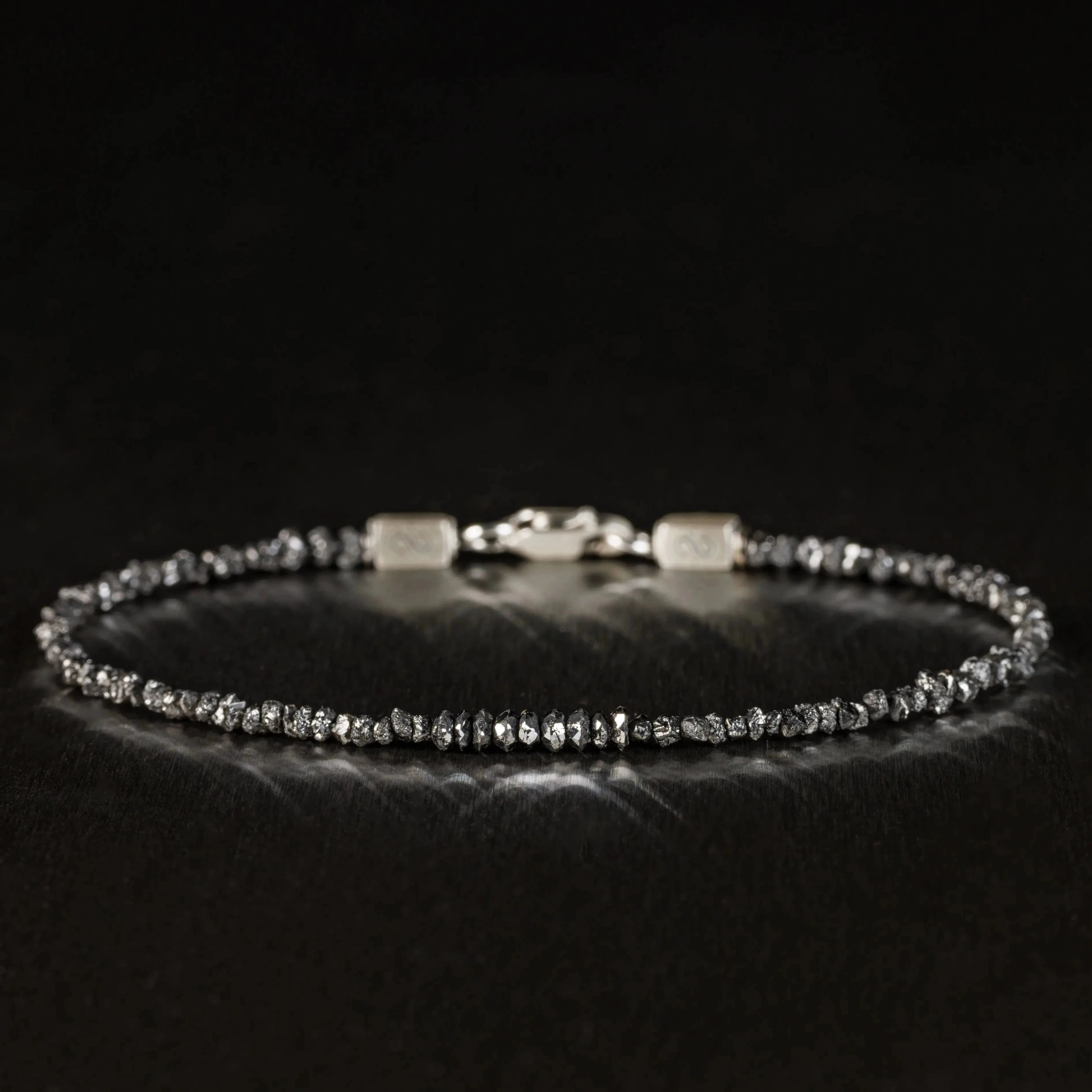 Silver Black & Black Diamond Bracelet V (2-3mm)