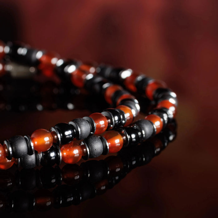 Carnelian - Black Bracelet I (4mm) - Secondary Specimen