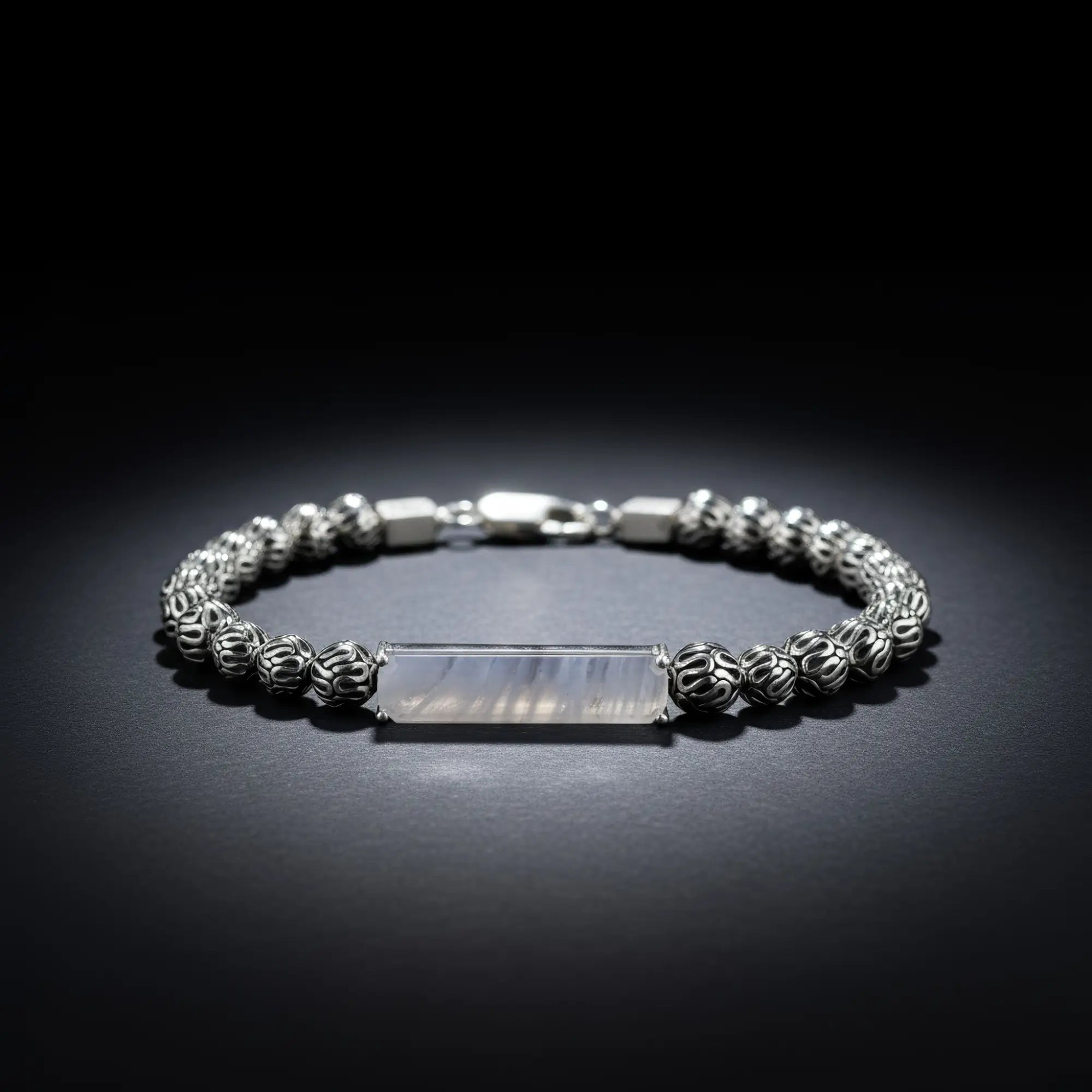 Blue Lace Agate - Silver Bracelet III (6mm)