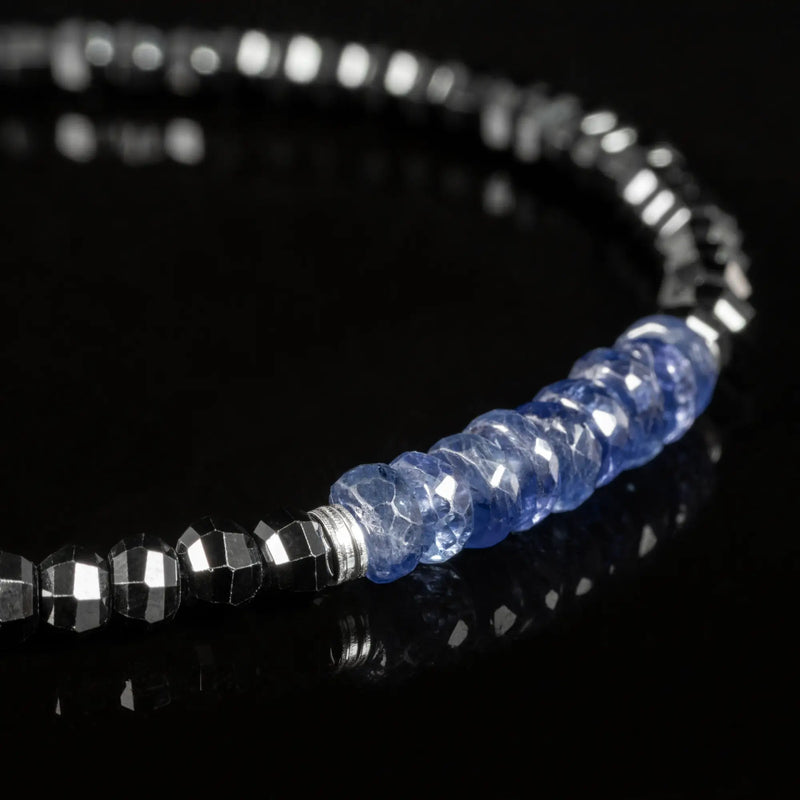 Blue Sapphire - Black Spinel Bracelet XXII (4mm) - Primary Specimen