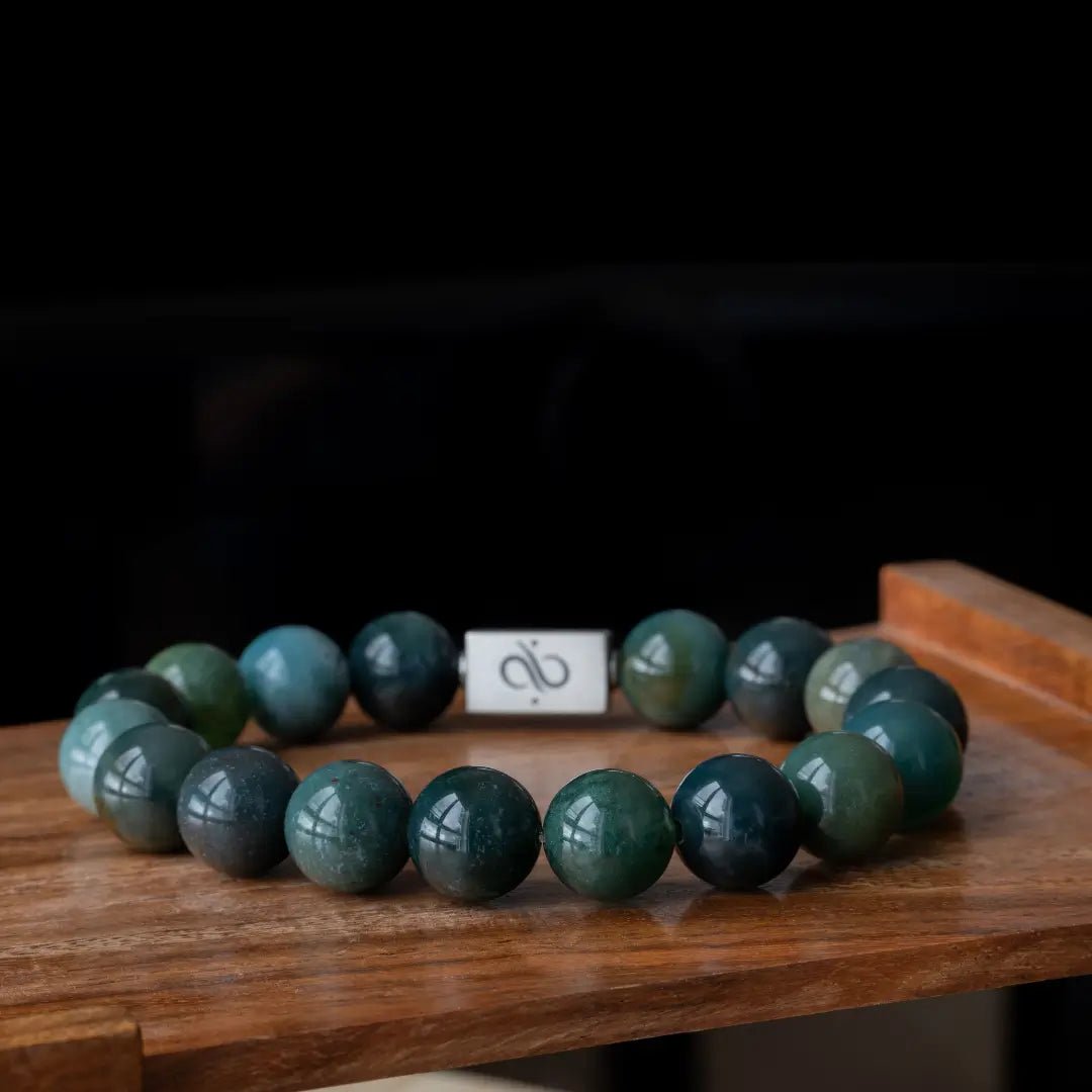 Classic Green Plants Agate Bracelet I (12mm)