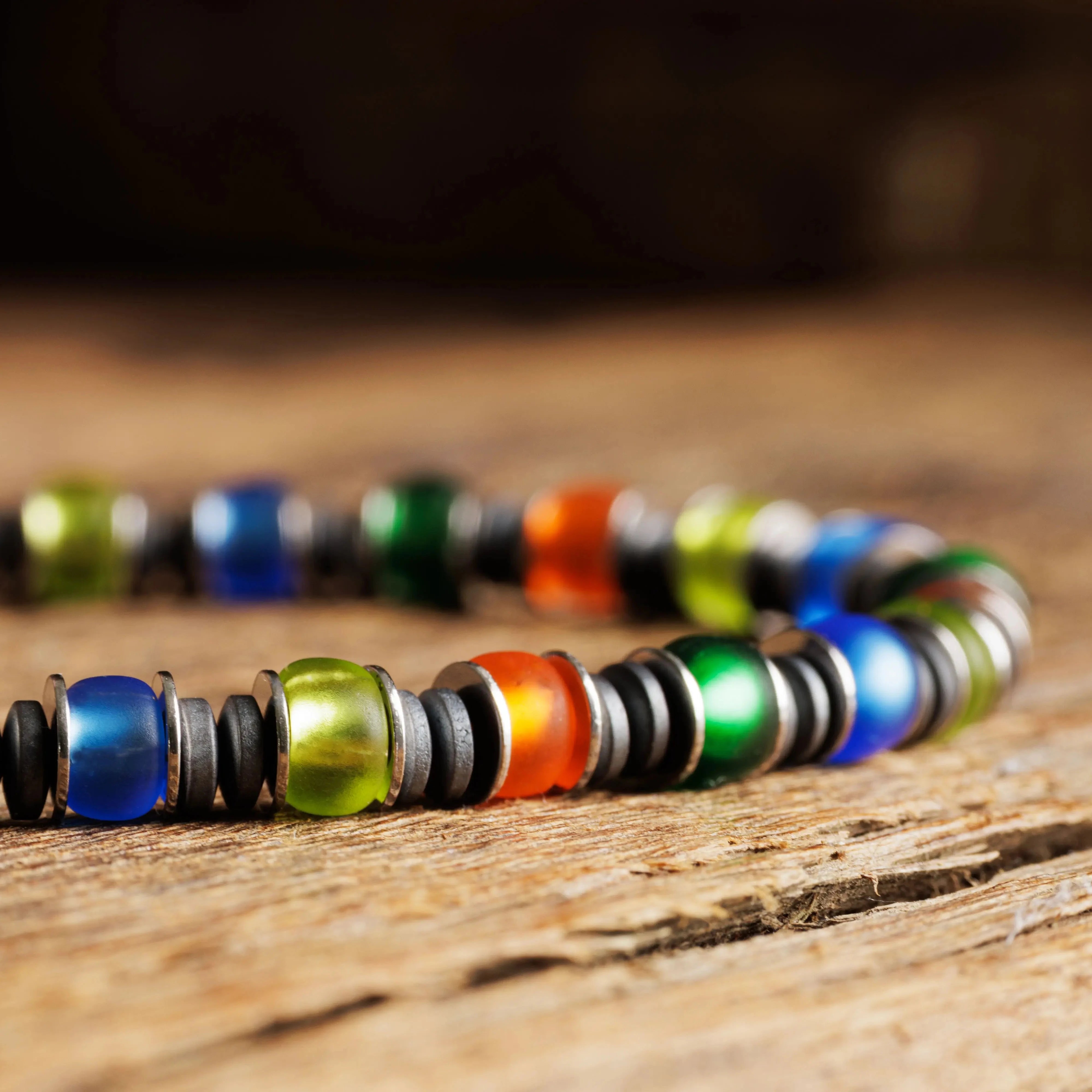 Multicolor Silver & Hematite Bracelet V (6mm)