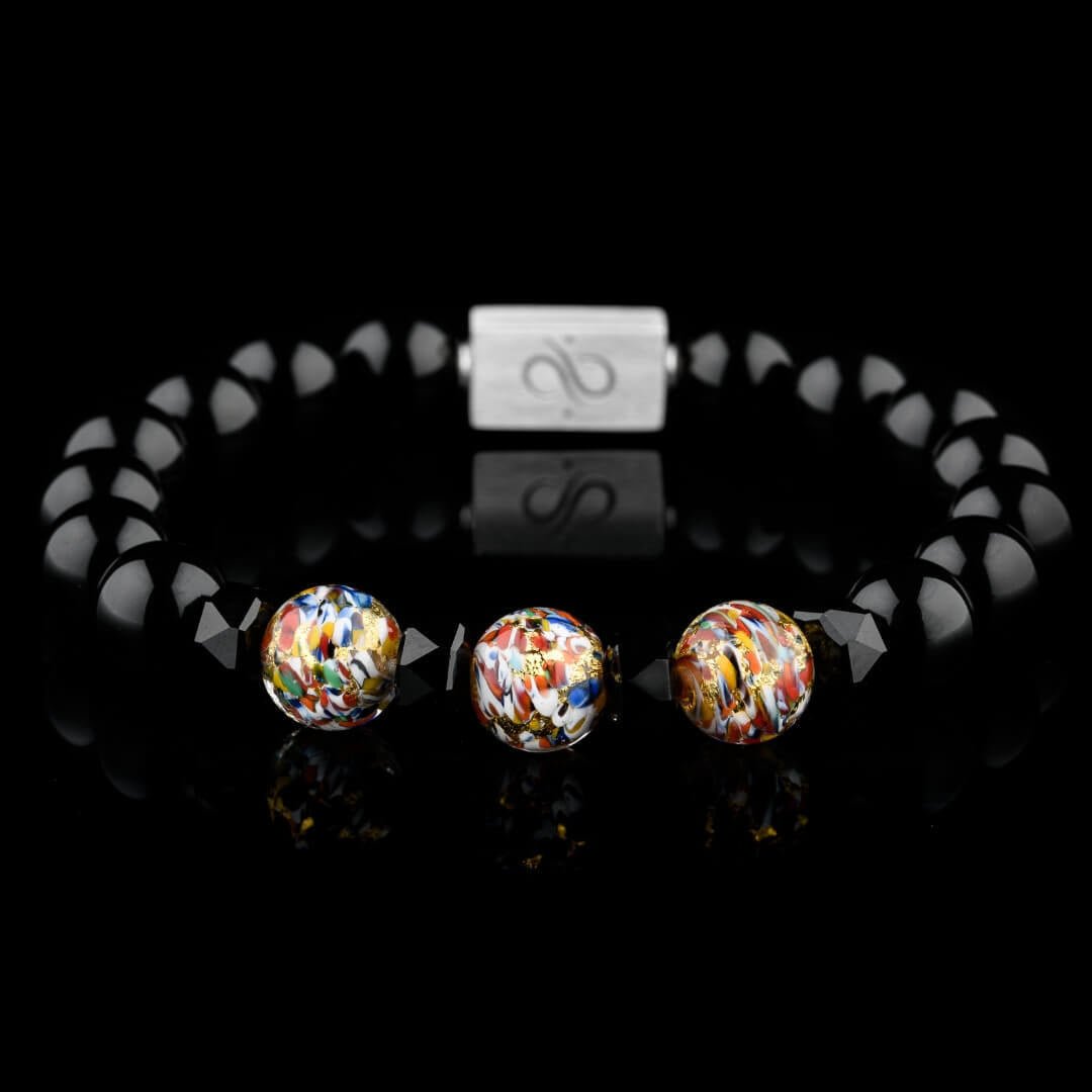 Klimt Mosaico Murano - Pulsera de Ónix Negro III (10mm)