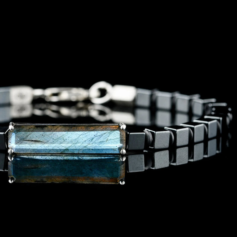 Labradorite - Hematite Cube Bracelet II (4-6mm) - Primary Specimen