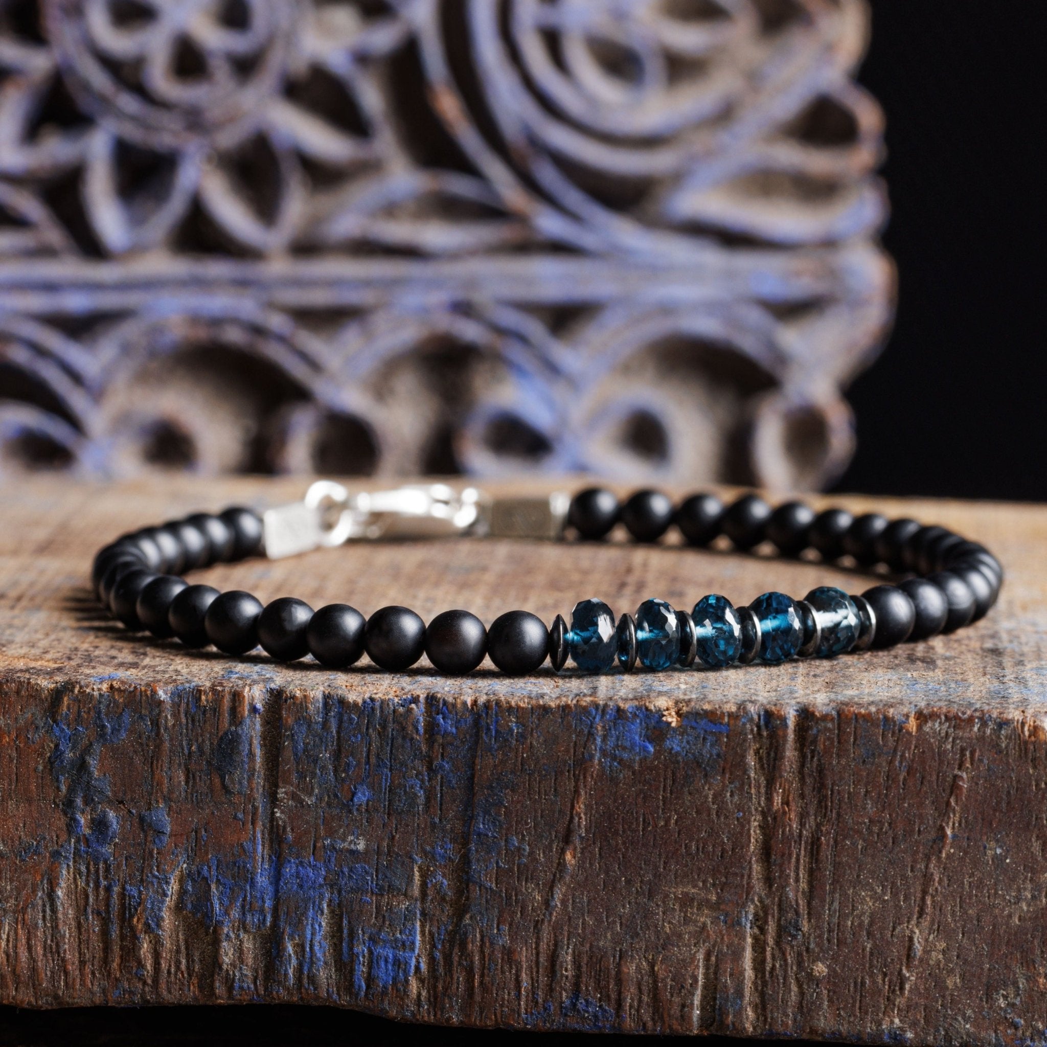 London Blue Topaz - Black Agate Bracelet II (4-5mm)