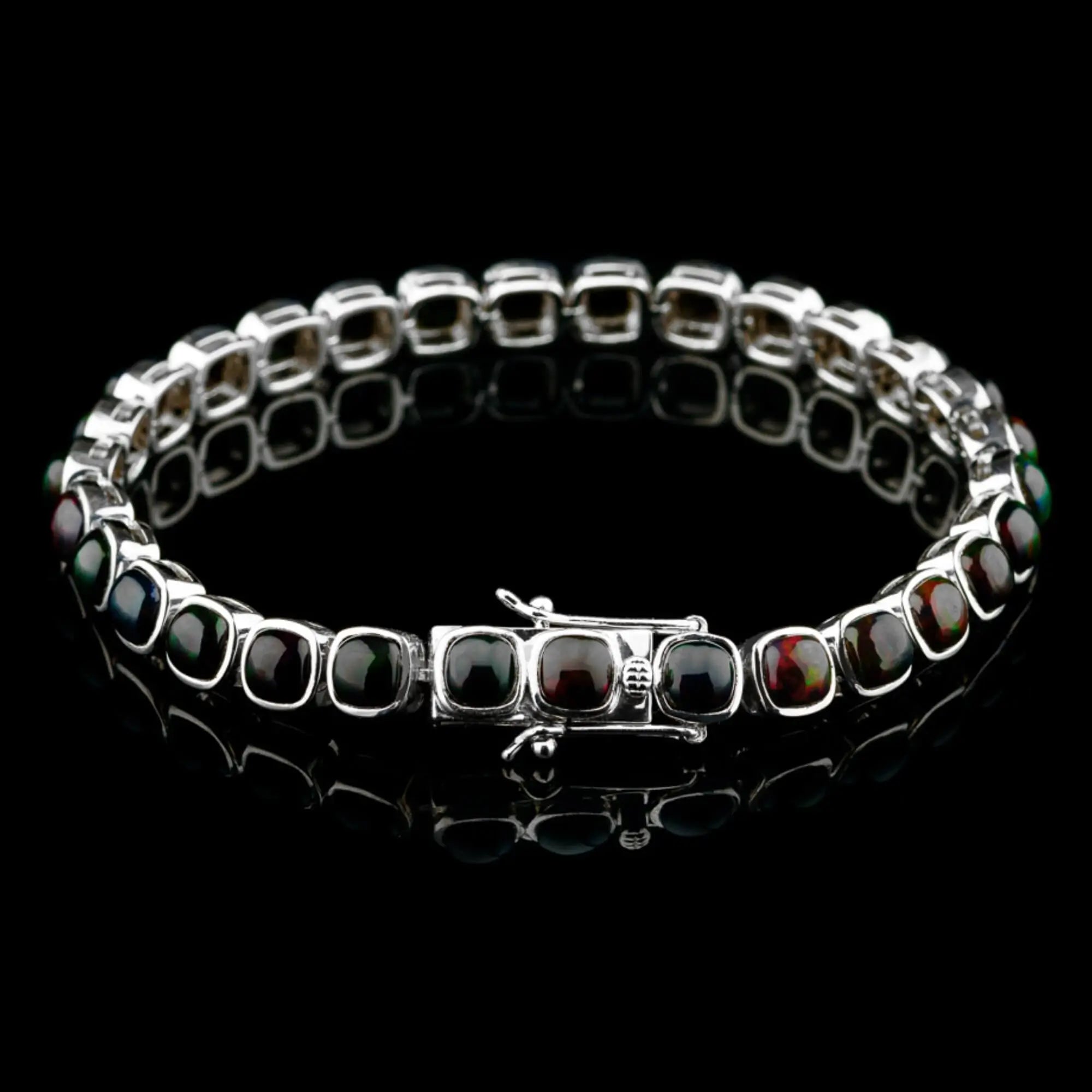 Black Opal - Silver Tennis Bracelet I