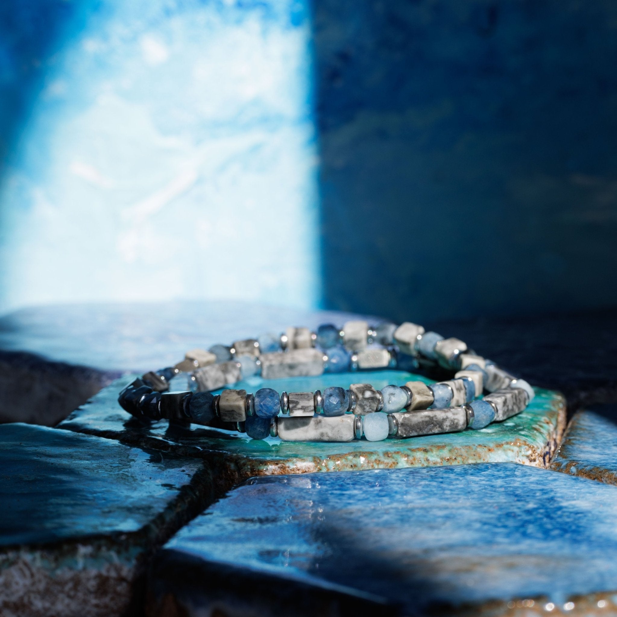 Picasso Jasper - Aquamarine Bracelet IV (4mm)