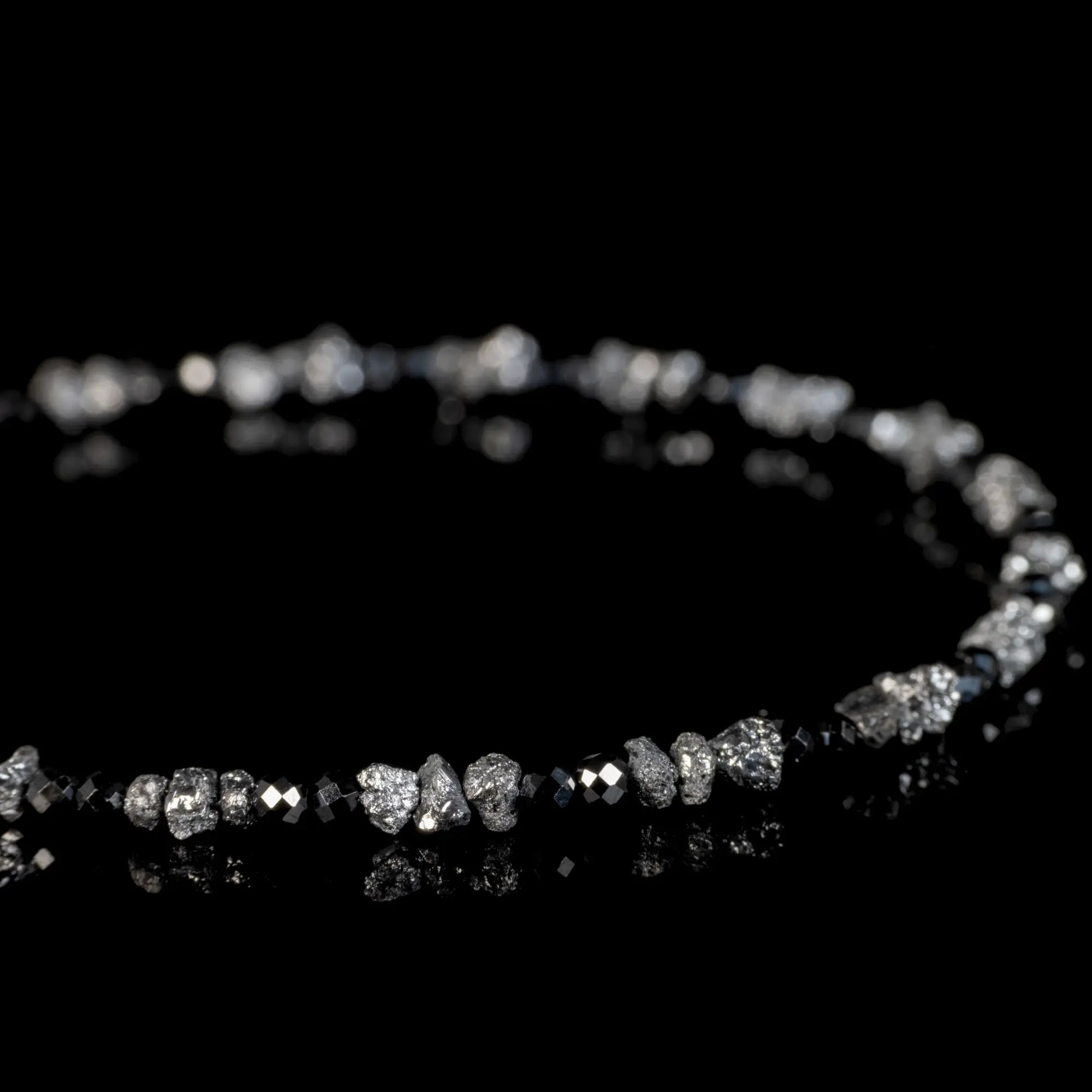 Raw Black Diamond - Black Spinel Bracelet II (2-3mm)