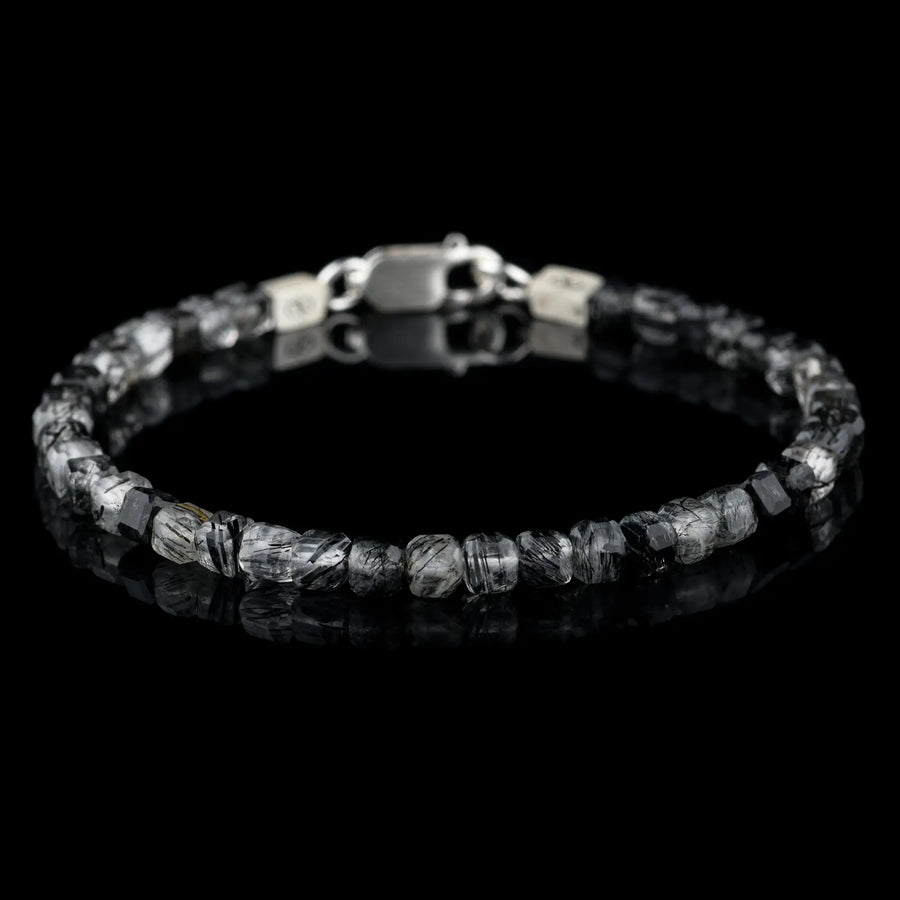 Tourmalinated Quartz Cube Bracelet I (4mm)