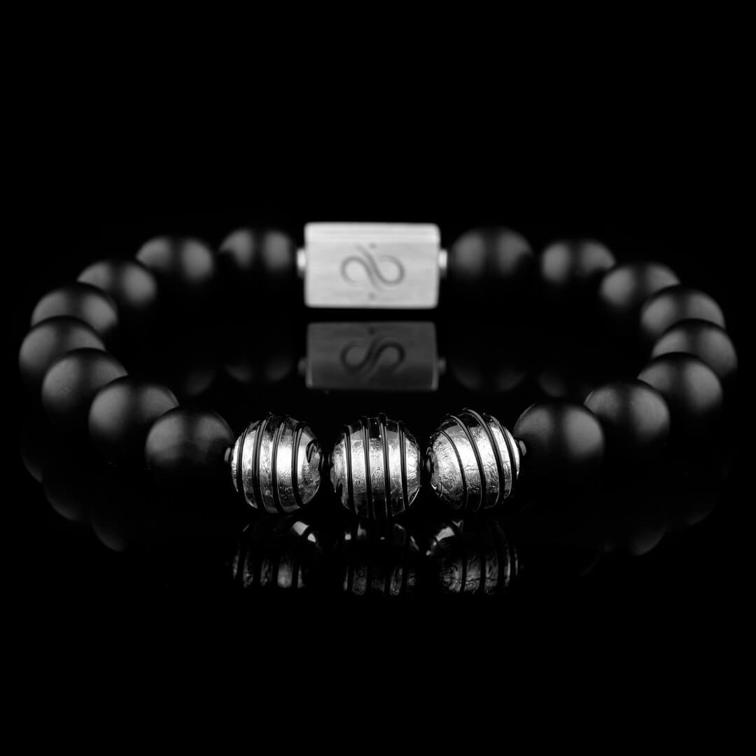 Silber Schwarz Murano - Schwarzer Onyx Armband I (10mm)