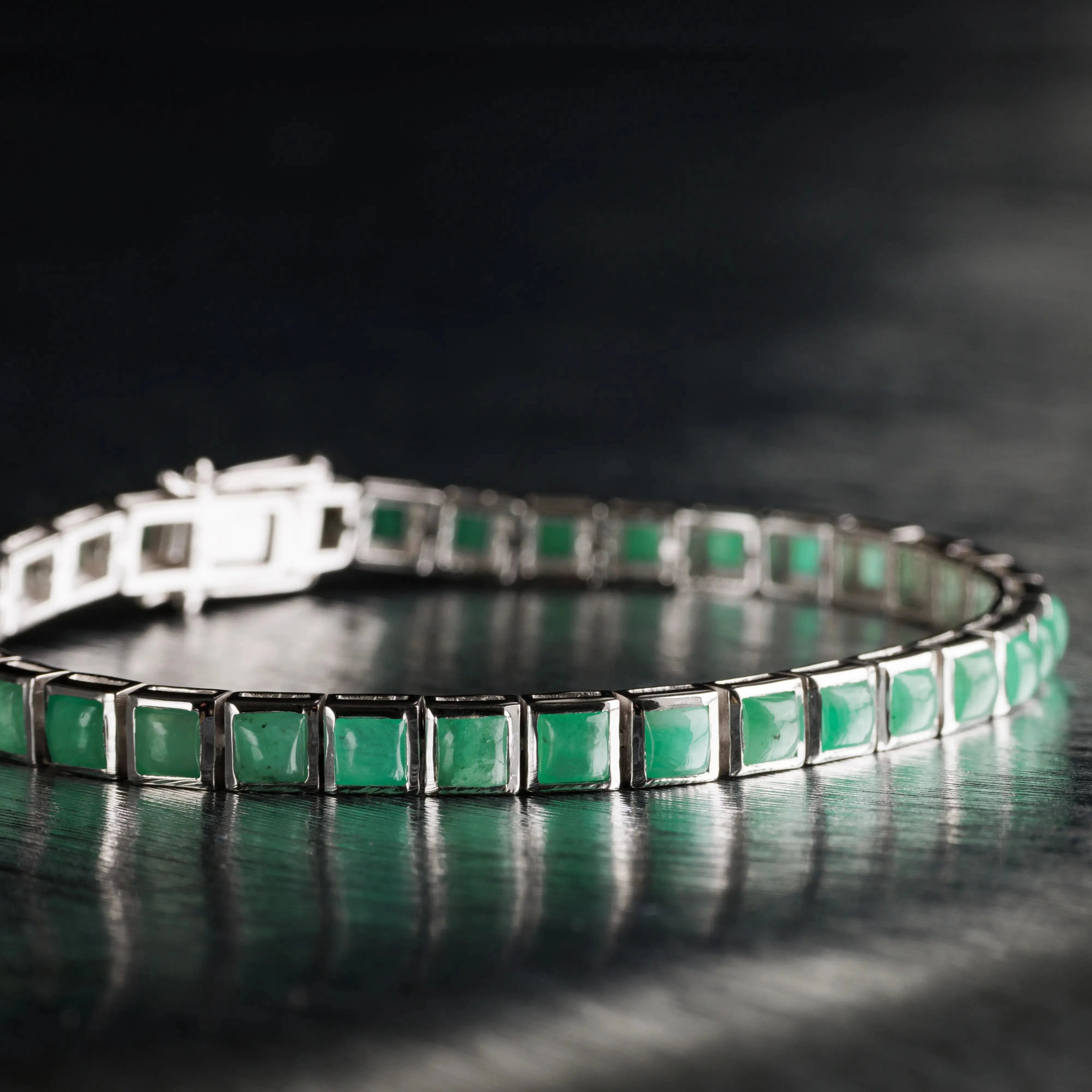 Emerald - Silver Tennis Bracelet I