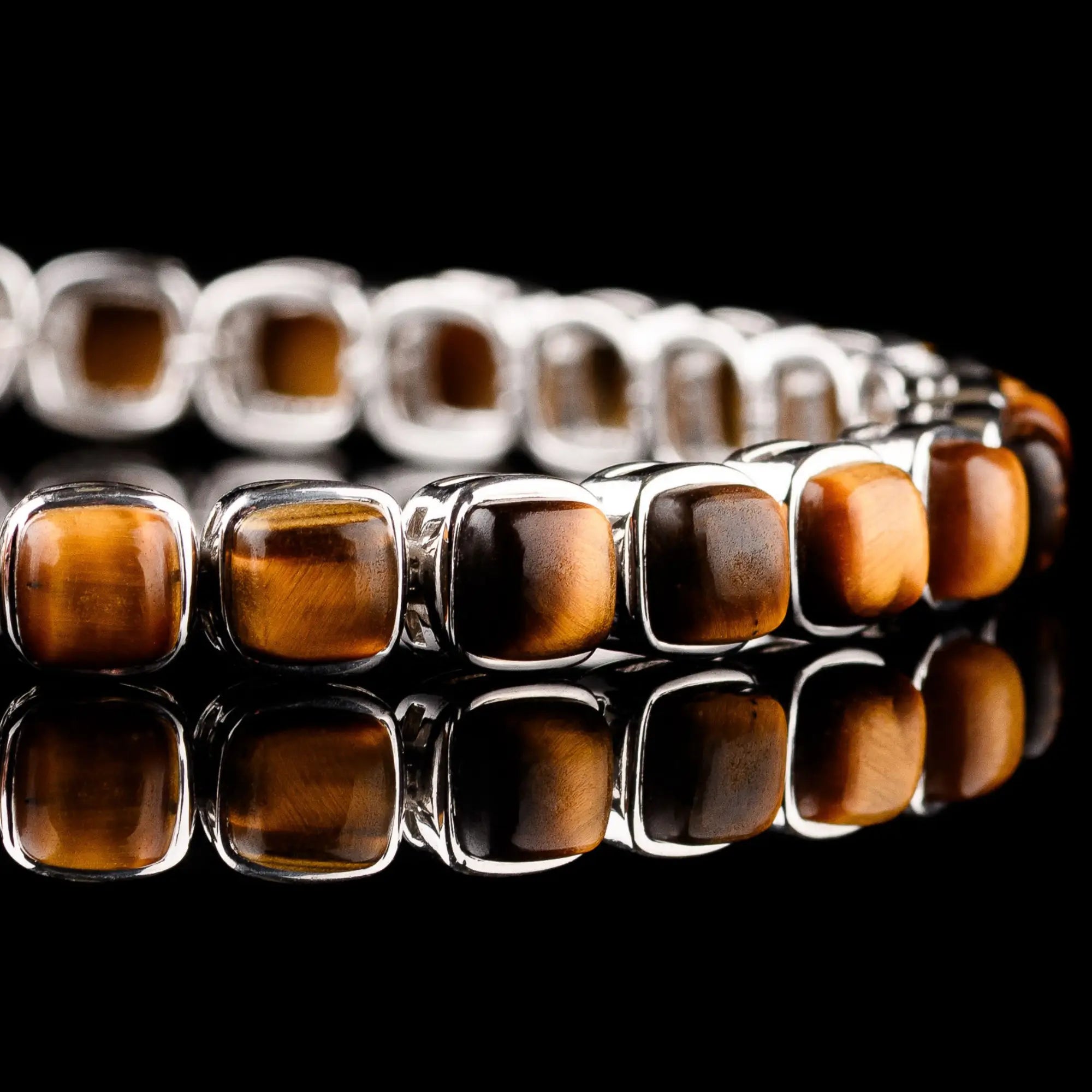 Tiger Eye - Silver Tennis Bracelet I
