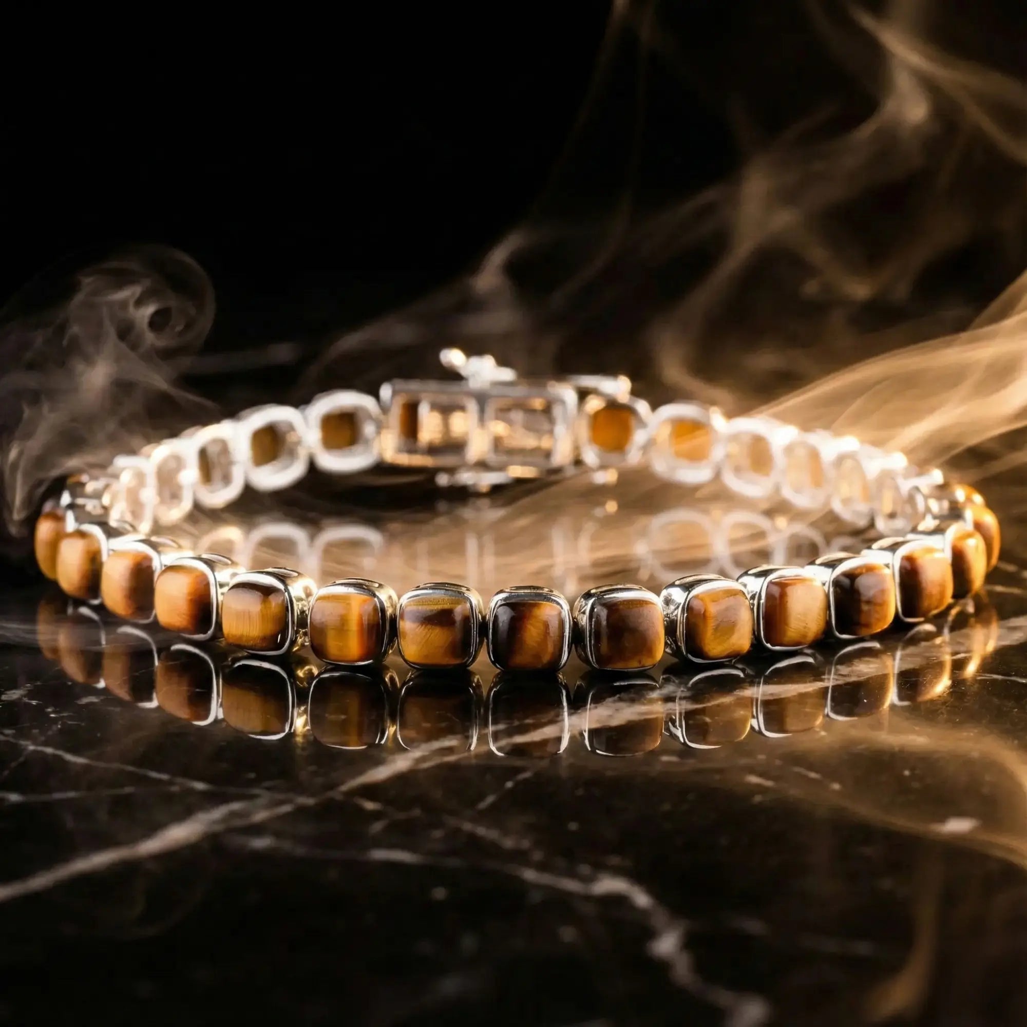 Tiger Eye - Silver Tennis Bracelet I