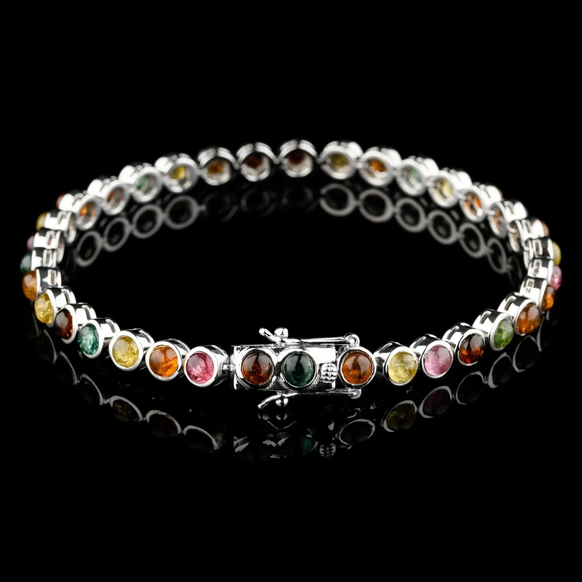 Multicolor Tourmaline - Silver Tennis Bracelet I