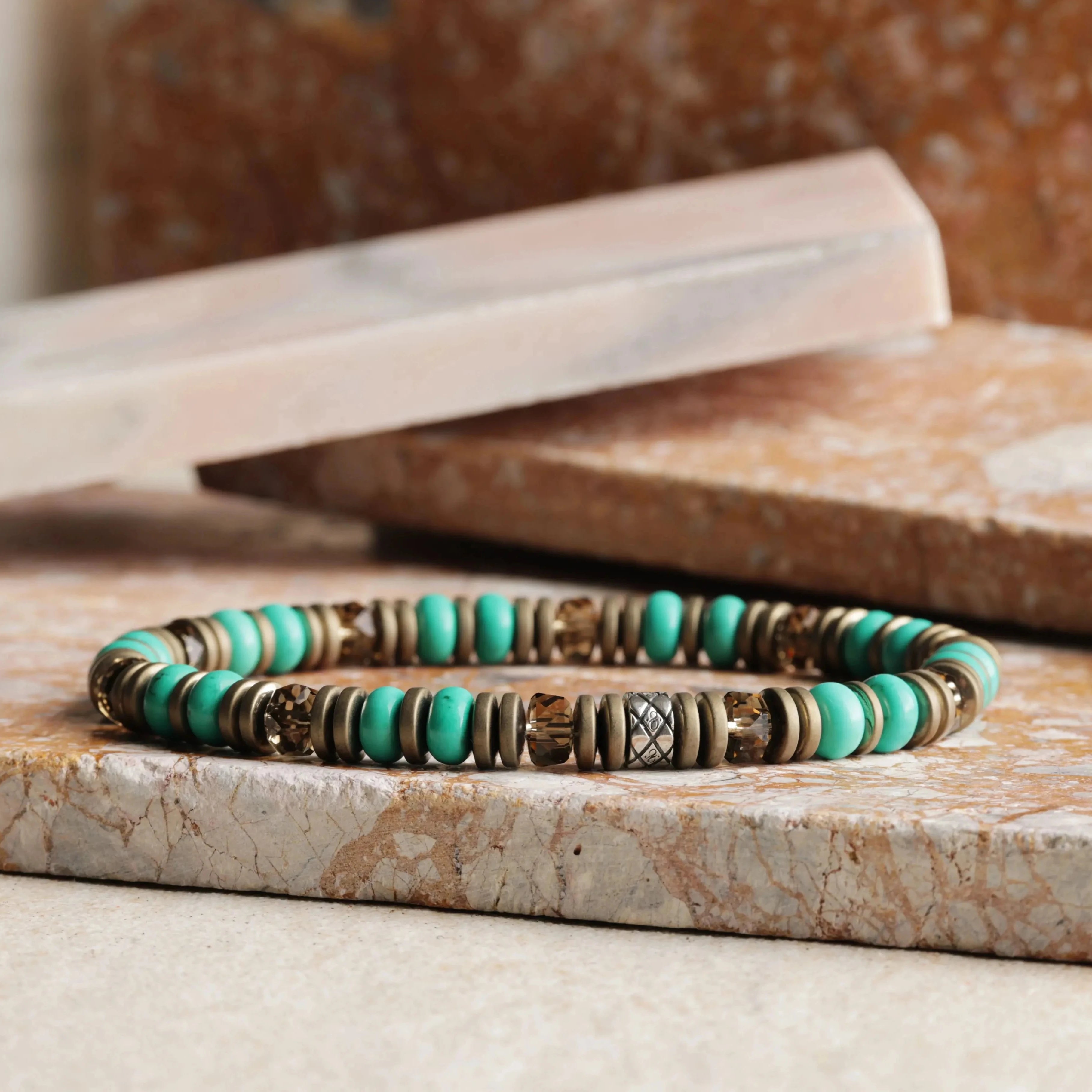 Turquoise - Bronze Hematite Bracelet I (6mm)