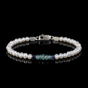White Pearl - Emerald - Sapphire  Bracelet I (4.5-5mm)