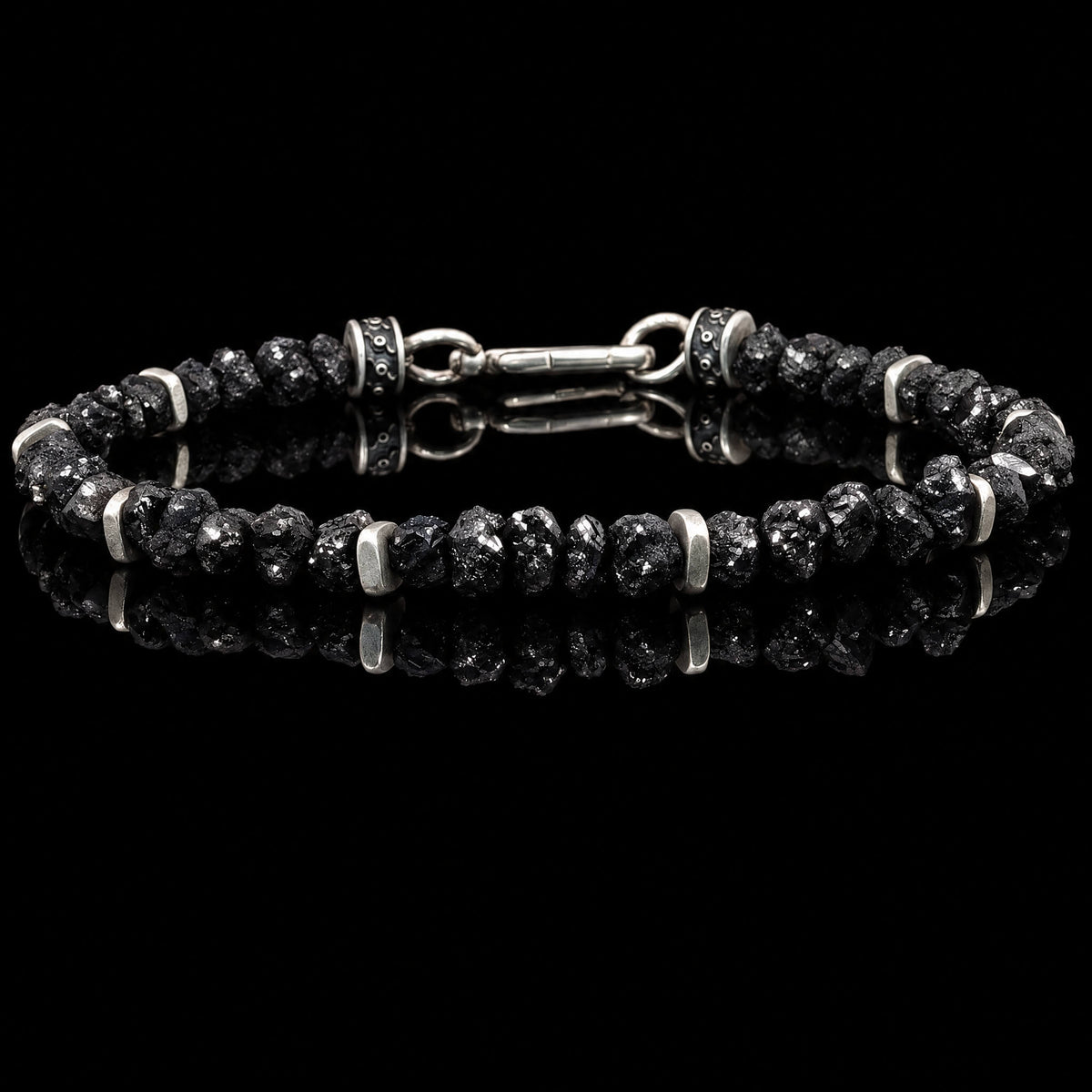 Raw Black Diamond Bracelet 35 carat (5-5.5mm)