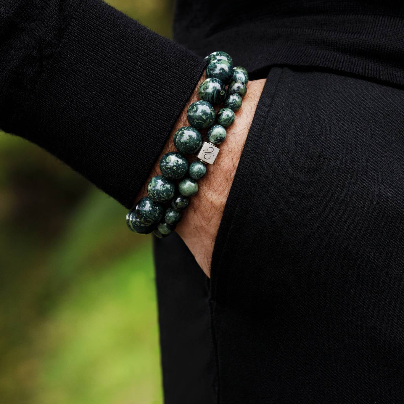 Classic Kabamba Jasper, 12mm, Silver bracelet (6884723032118)