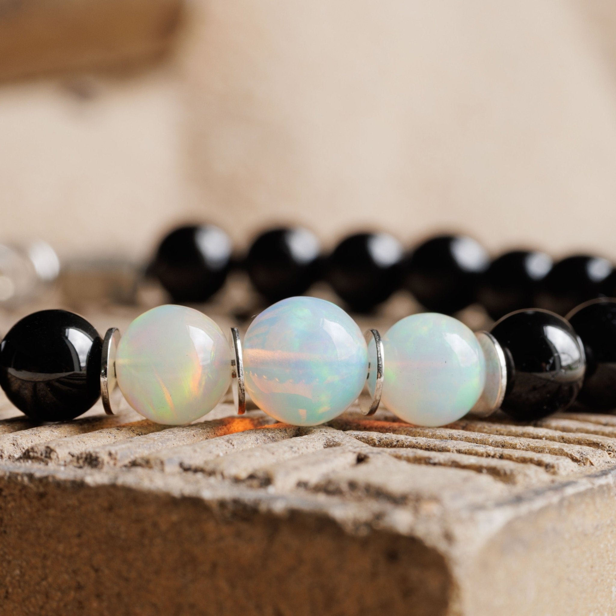 Opal - Schwarzes Turmalin-Armband I (6-8mm)