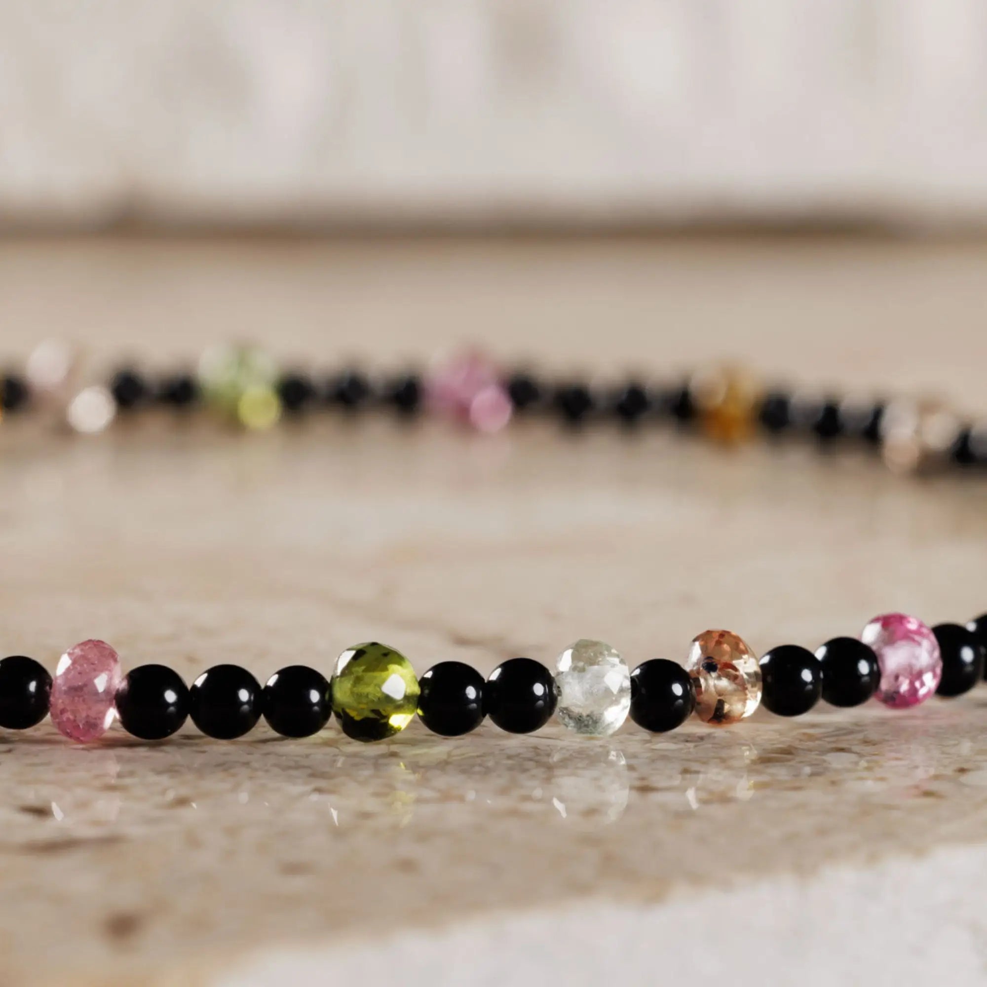 Black Onyx - Multicolor Tourmaline Bracelet IV (2-3.5mm)