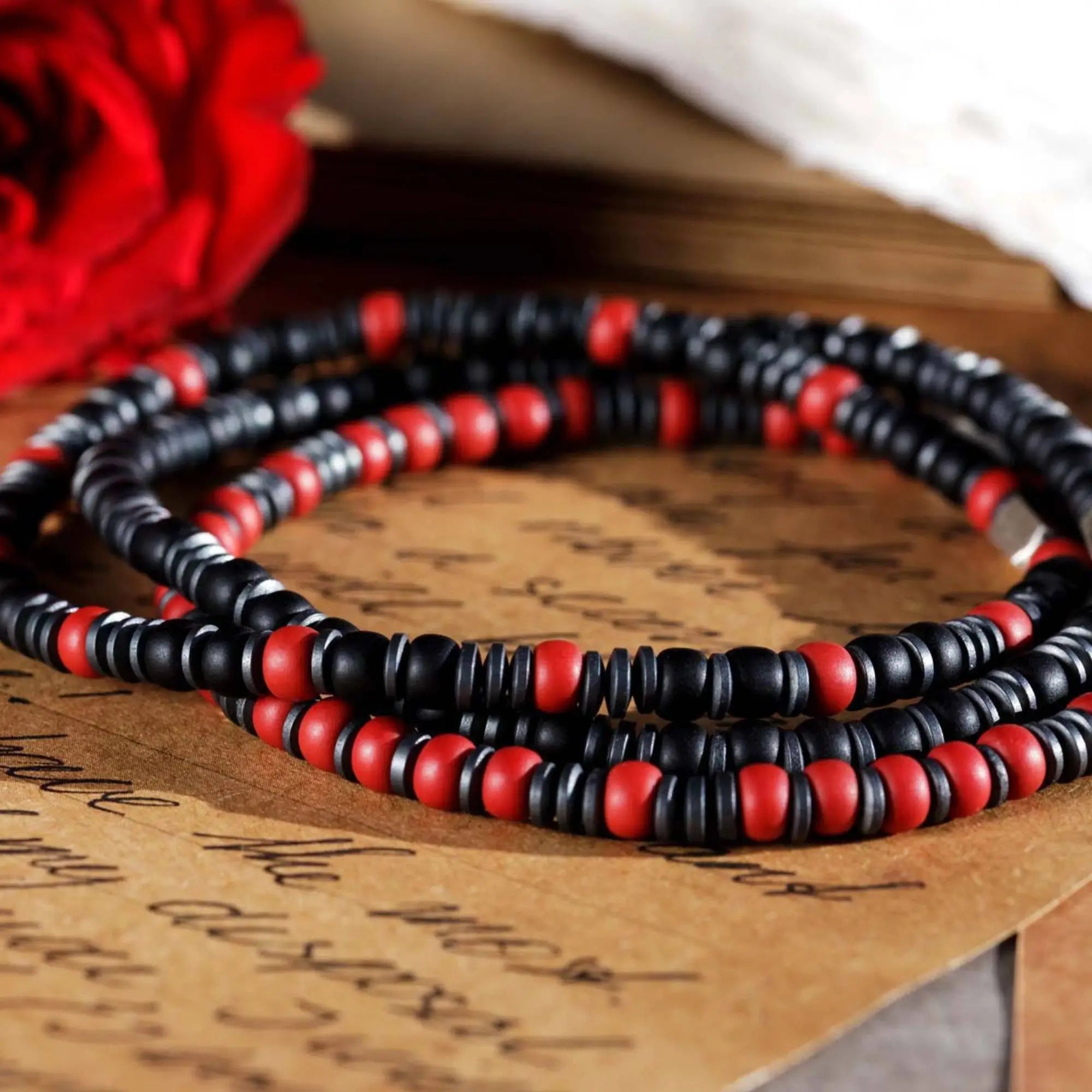 Hematite - Red Bracelet VII (4mm)