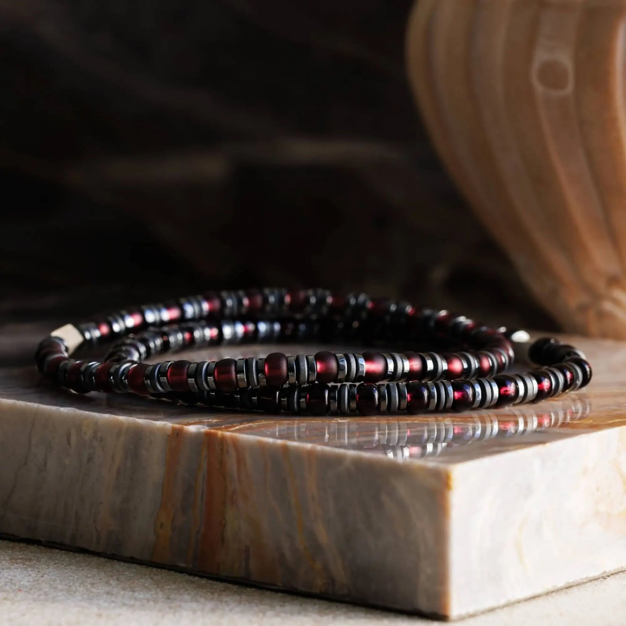 Hematite - Shiny Wine Red Bracelet XXII (4mm)