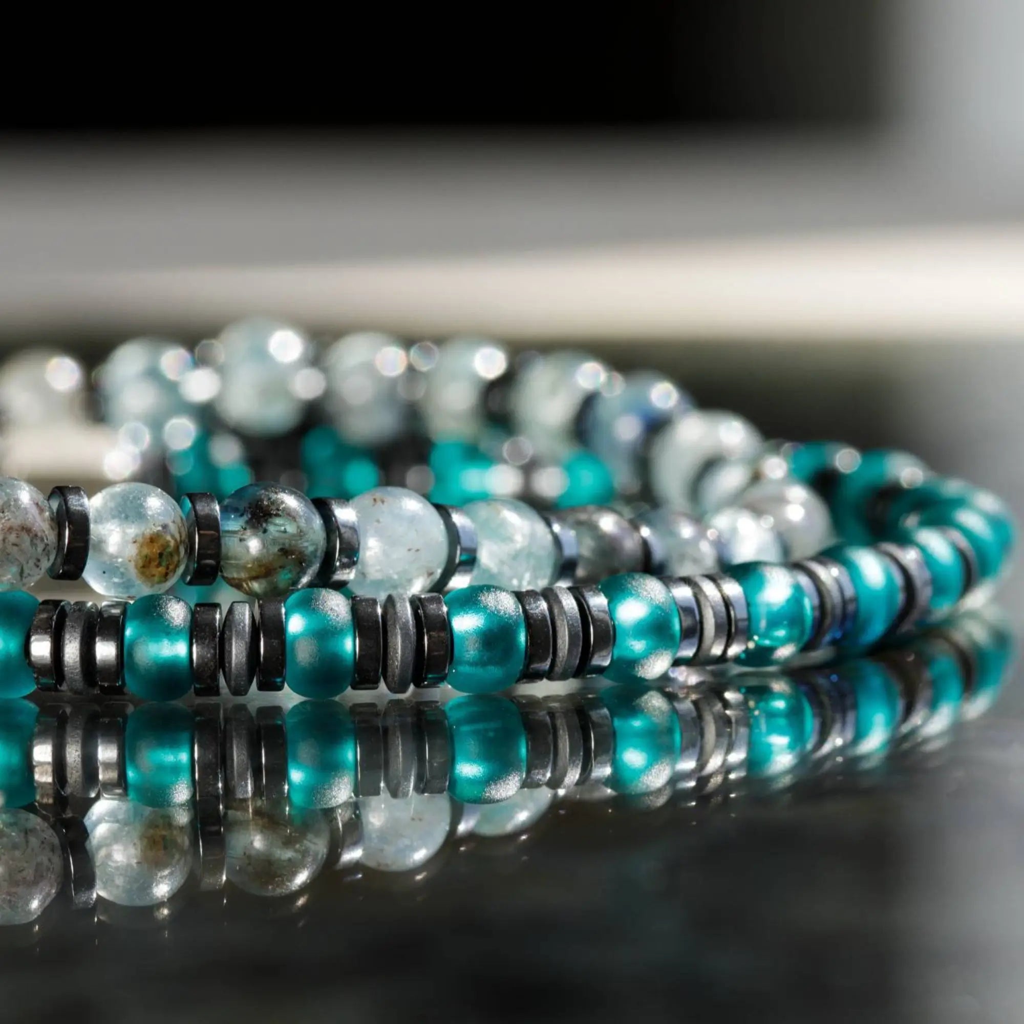 Hematite - Teal Bracelet XI (4mm)