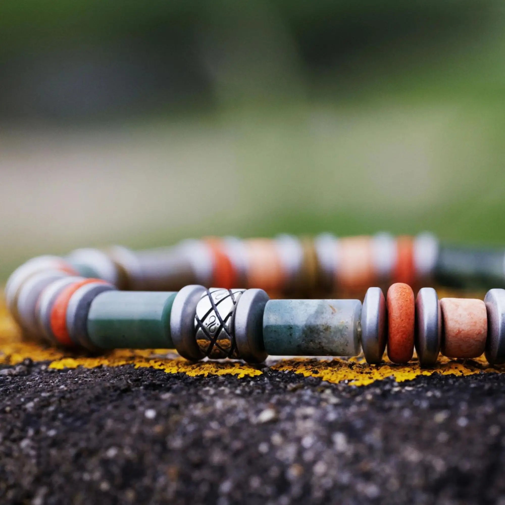 Green Agate - Green/Orange/Peach Bracelet I (6mm)