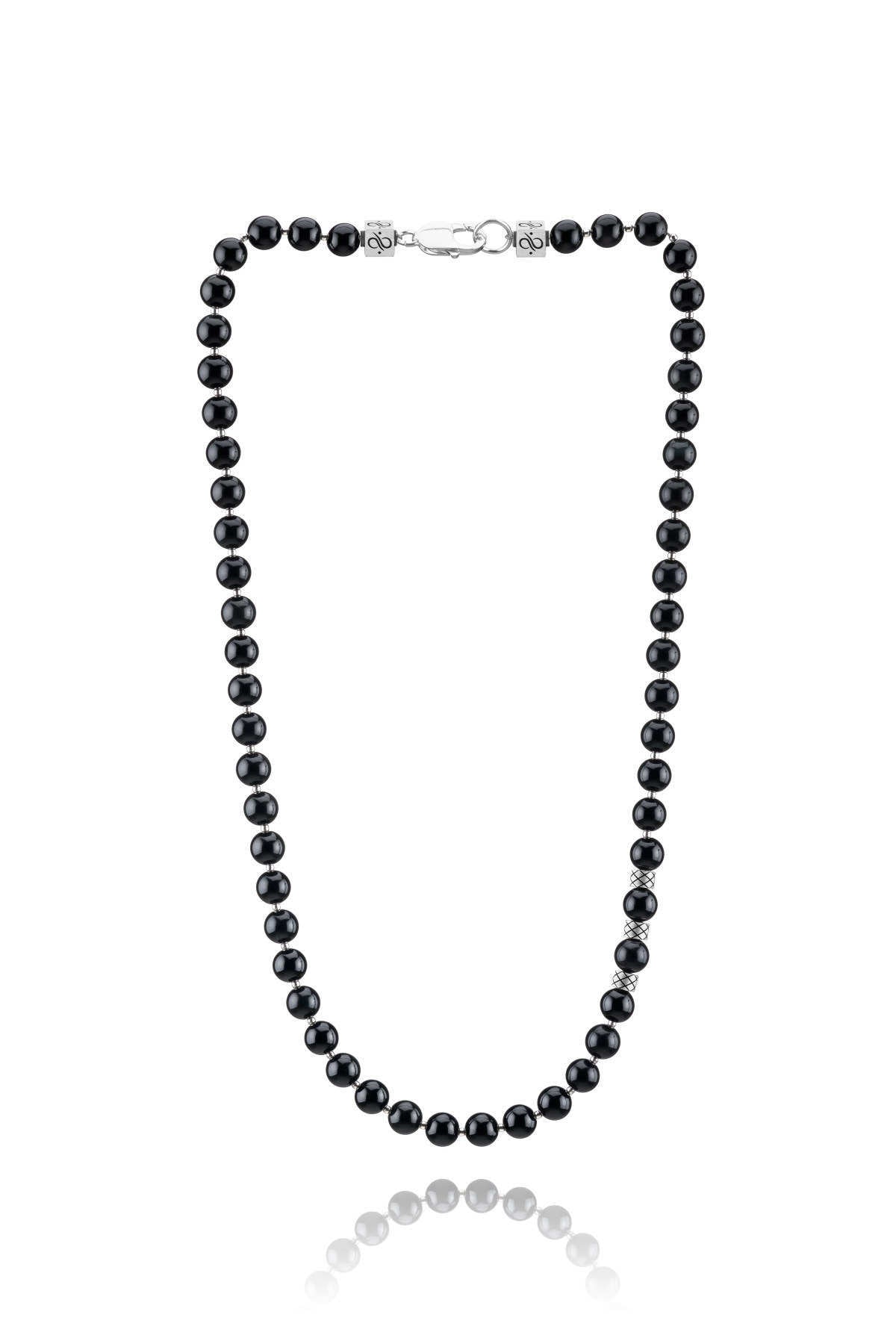 Prime Obsidian and Silver, 8mm, Silver necklace (2060141756470)