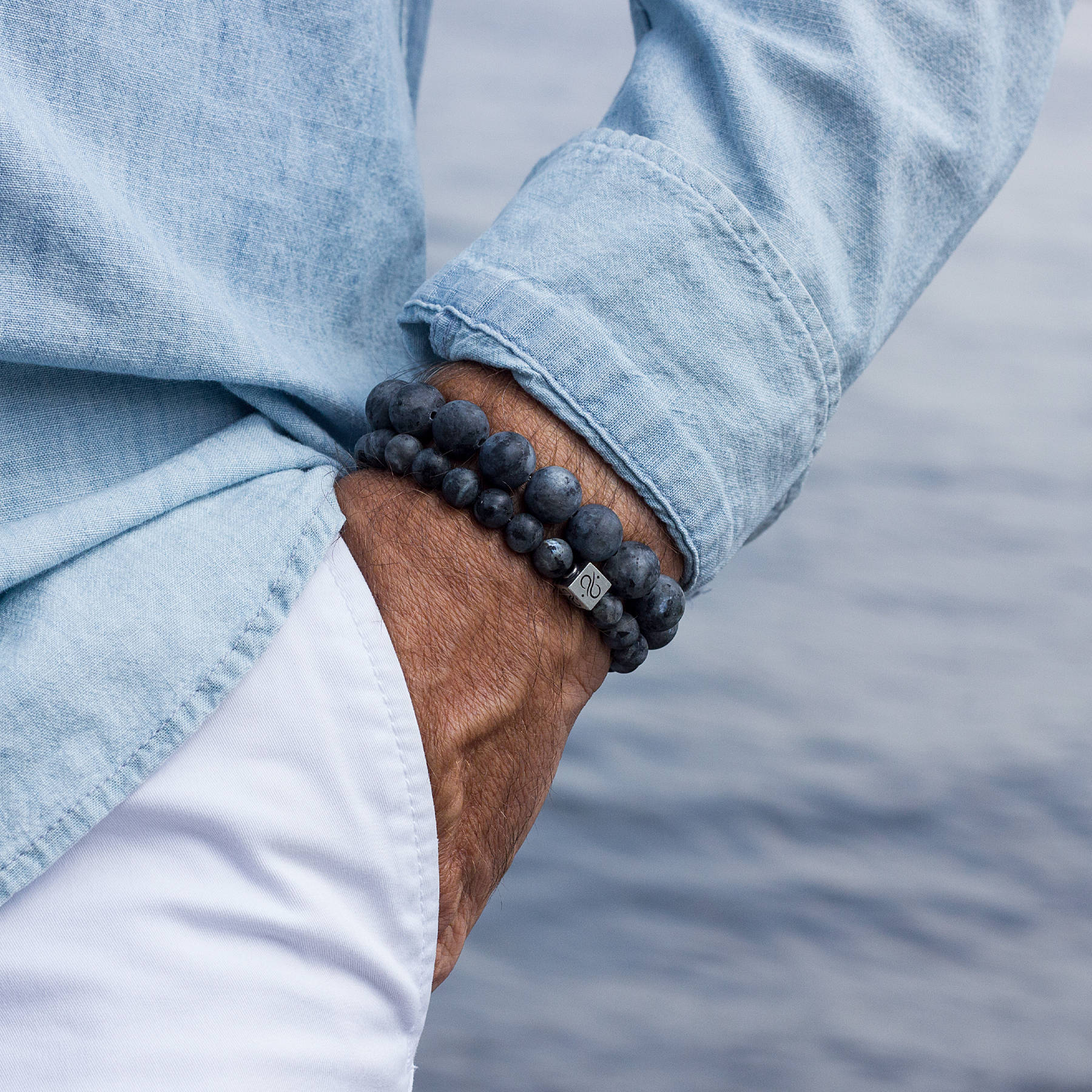 Classic Matte Labradorite, 8mm, Silver bracelet (2239321014326)