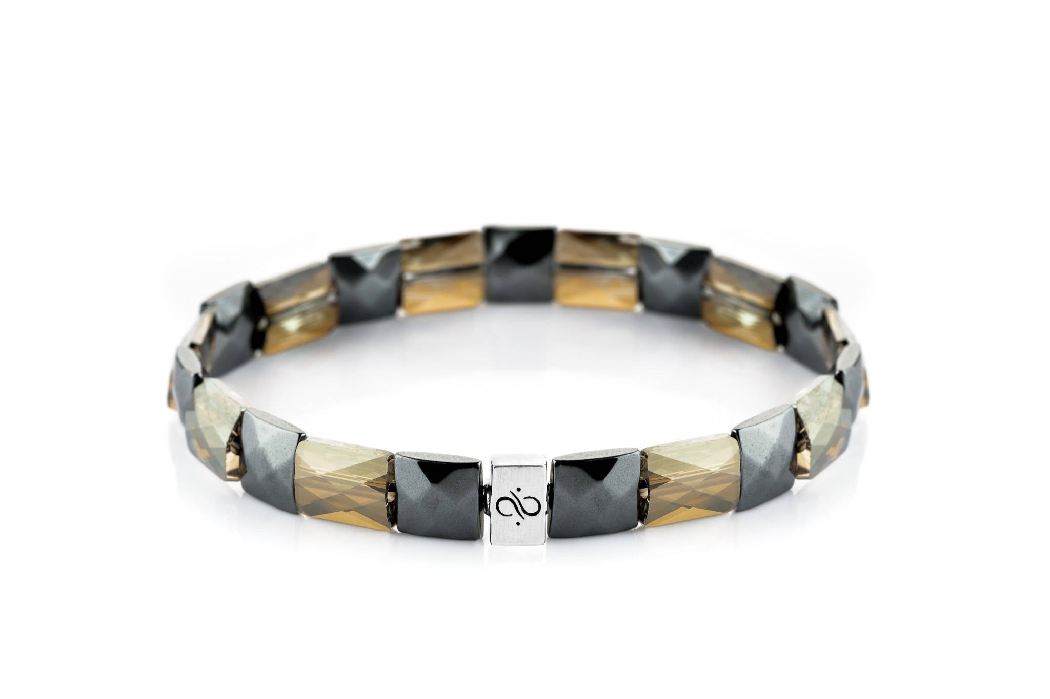 Ashlar Bronze Shade - Hematite, 10mm, Silver bracelet (6551772594230)