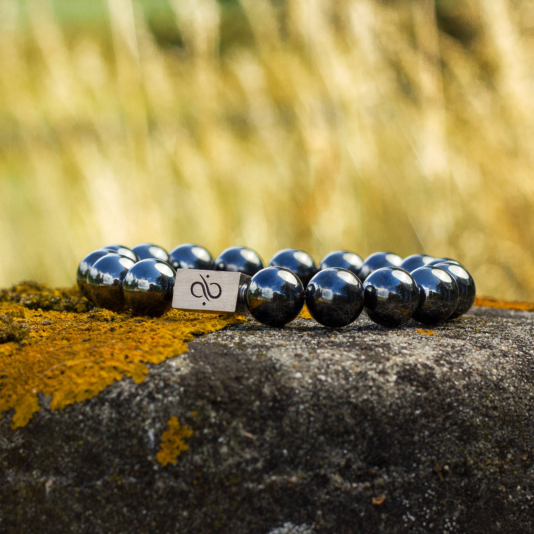 Classic Hematite, 12mm, Silver bracelet (6837641936950)